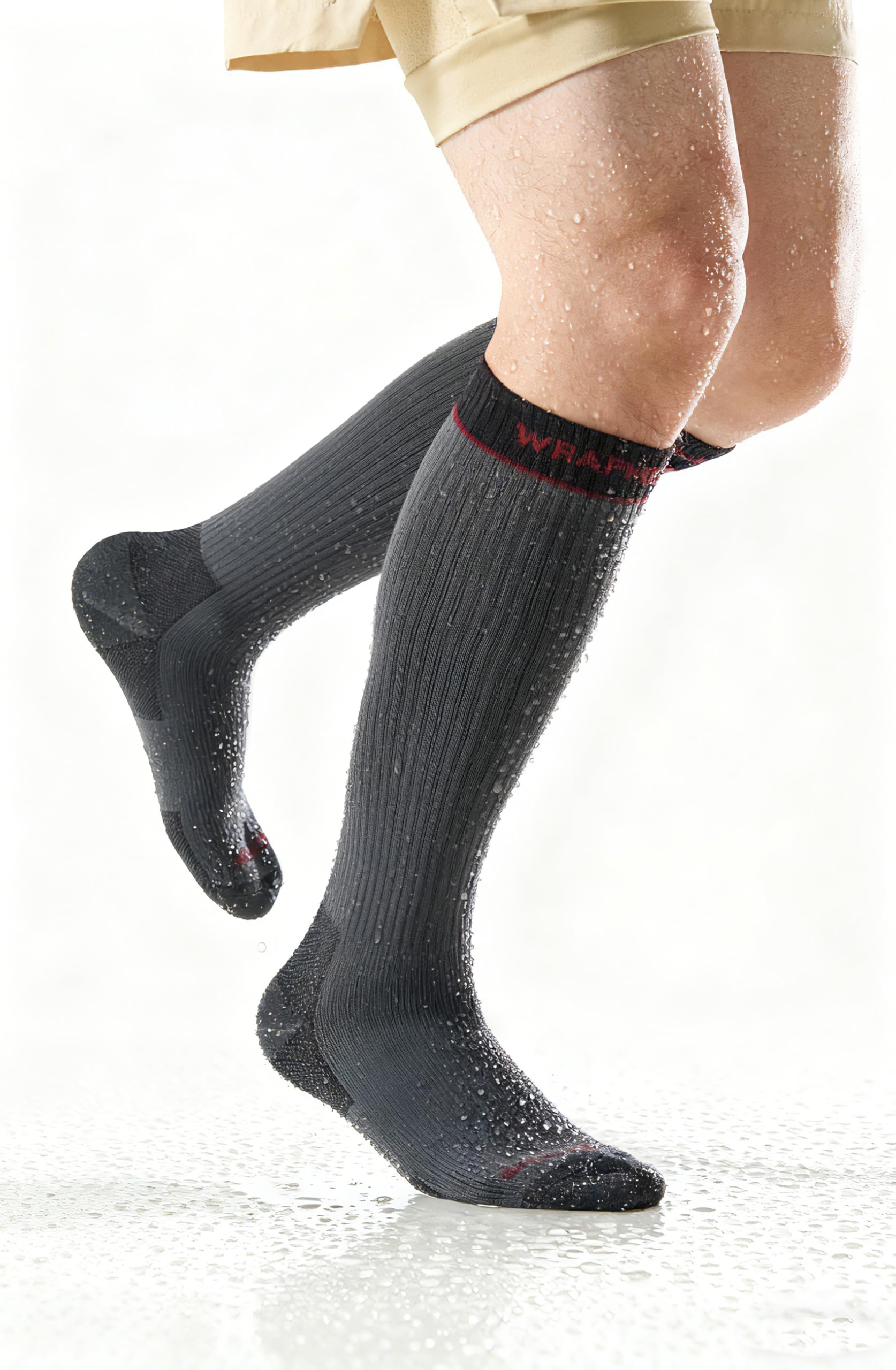 Chaussettes hautes imperméables avec laine mérinos, chaussettes de randonnée thermiques à trois couches, chaussettes d'hiver coupe-vent pour la marche, les voyages et par temps froid