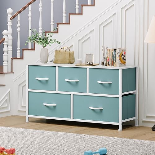 Miniatura 4 de YITAHOME Amplia torre de almacenamiento con 5 cajones, cómoda de tela, unidad organizadora para dormitorio, sala de estar, armarios y guardería,