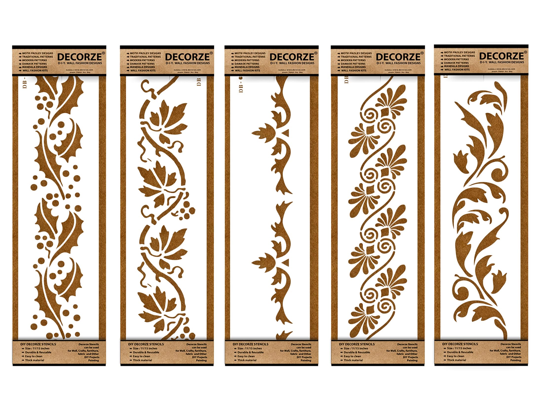 Decorze Plastic Stencils for Border Art, Stencils for Wall, Border Stencils for Wall Painting Suitable for Room Wall Decoration Purpose (Set of 5)(Color-White)|Design-18 (B0CL4VNKLK) Amazon Price History, Amazon Price Tracker