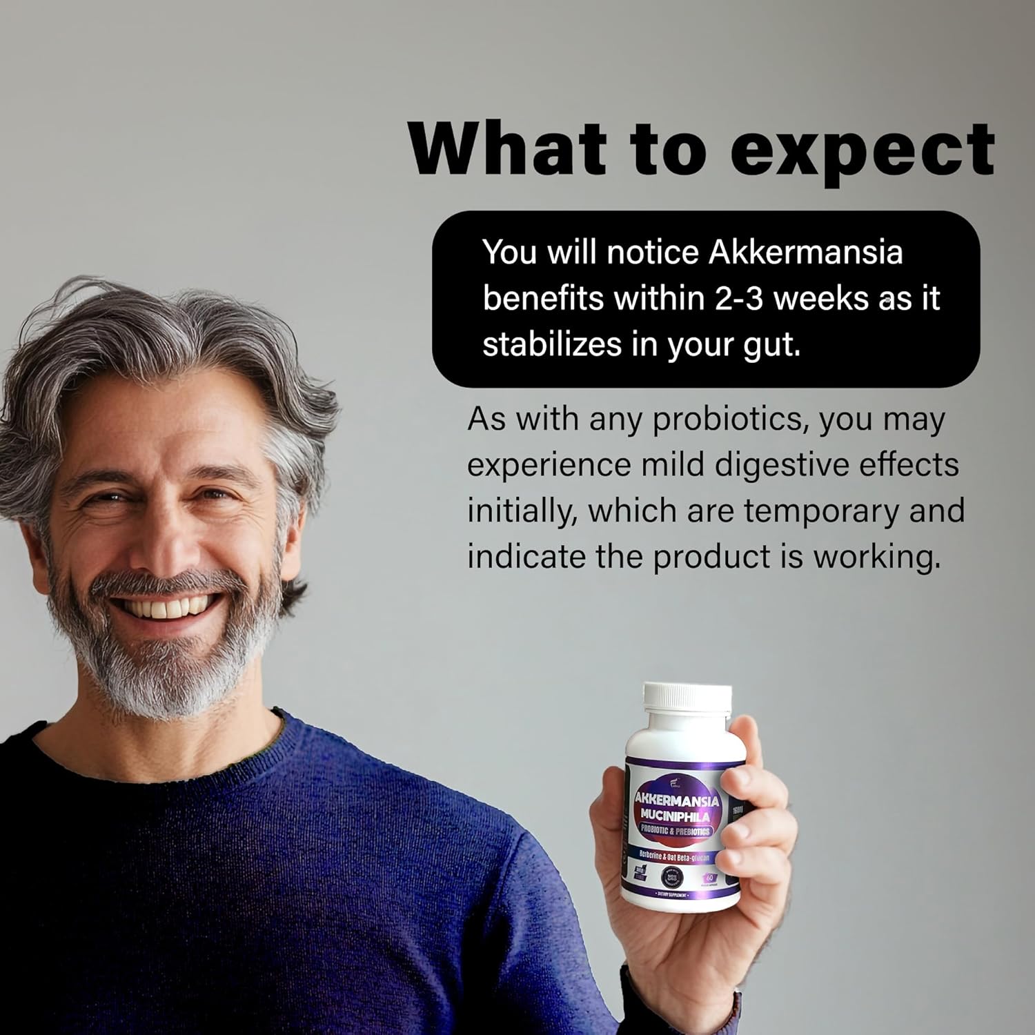 FOLONA Delayed Release Akkermansia GLP-1 Probiotic with Berberine and Soluble Beta-Glucan Prebiotic Fiber; 3 Billion AFU, 60 Capsules (2 Months Supply) for Gut Health Support