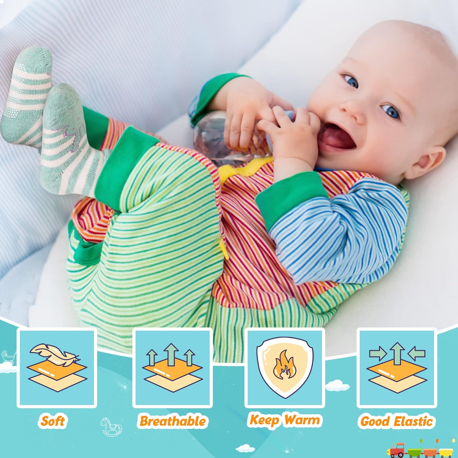 Eyean Baby Wool Grip Sock Soft Winter Warm Thick Non Slip Toddler Boy Girls Crew Socks For Children 6 Pairs - Image 6