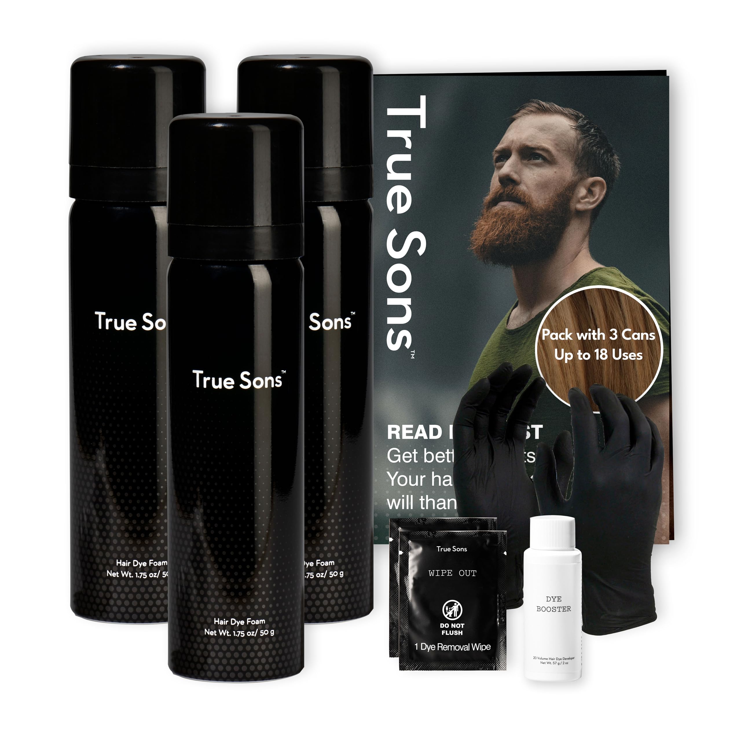 True Sons Ammonia-Free Hair Dye Foam - Light Brown - Instant Color Boost