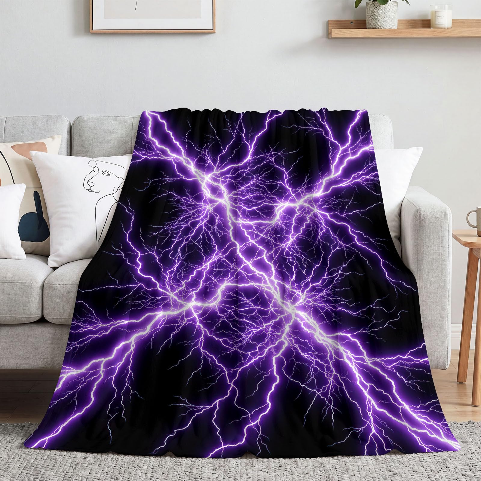 Generisch Natur Violetter Blitz Kuscheldecke 220 x 240 cm überwurfdecke