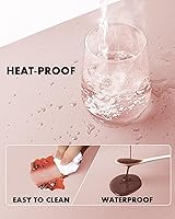 Vista 5 de YSAGi Double-Sided Desk Pad, 31.5"x15.7"Leather Desk Mat, Eco Cork Desk Pad Protector,Large Mouse Pad,Waterproof Desk Blotter for Office/Home(Pink)