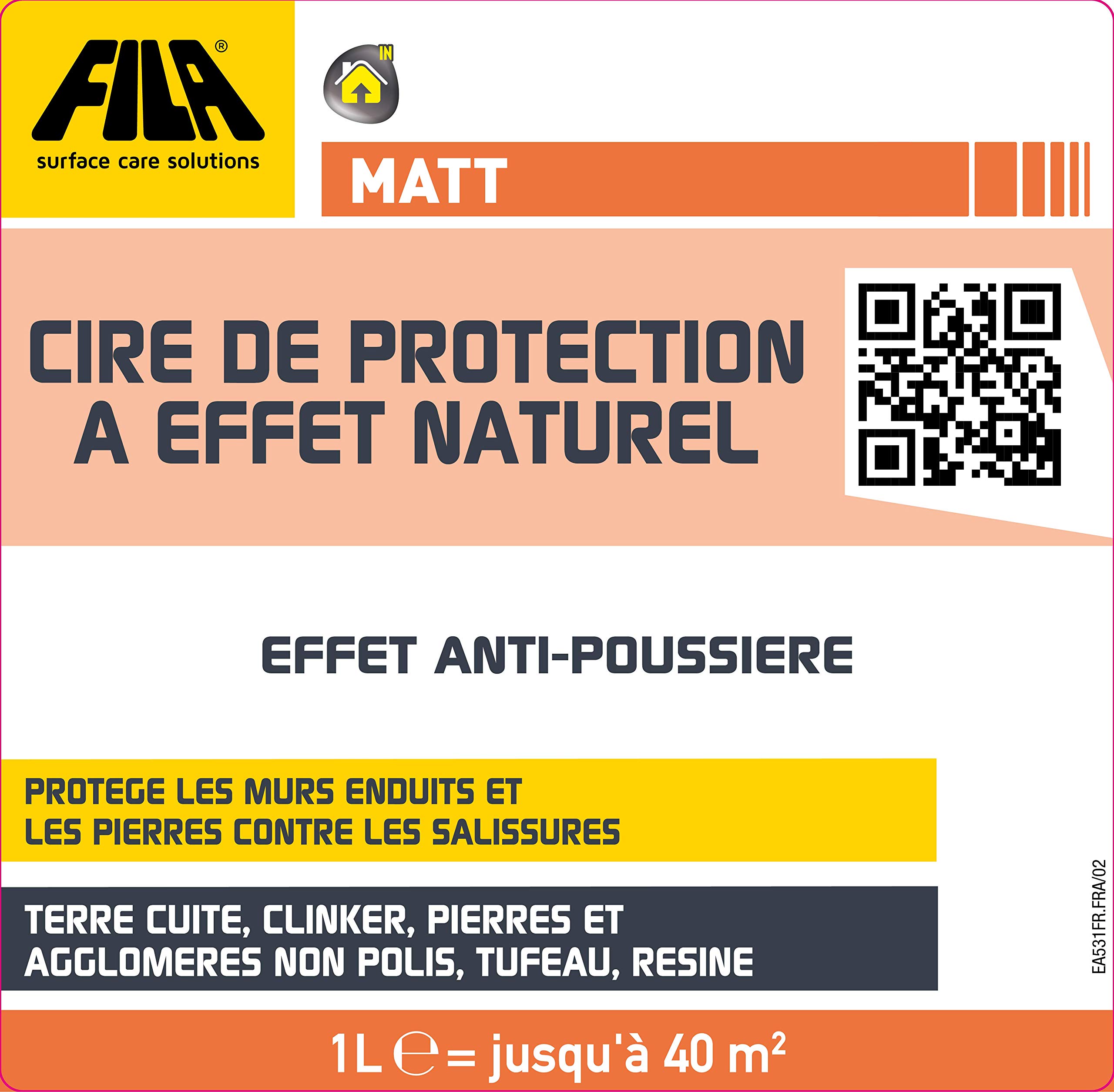 FILA Surface Care Solutions, MATT, Cire de Protection Auto - Nivelant à Effet Naturel pour terre cuite, clinker, marbre vieilli et pierre naturelle, 1L