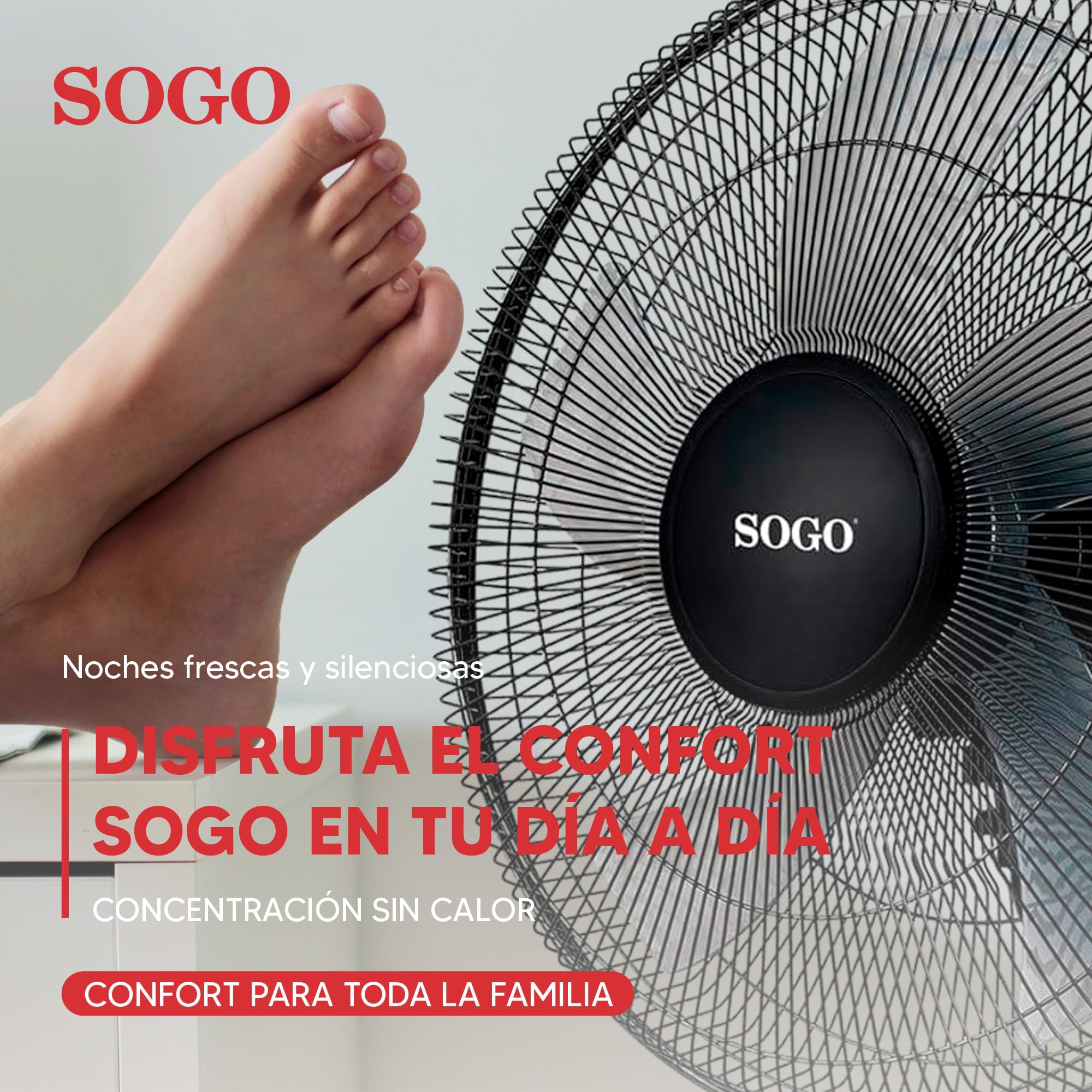 SOGO Ventilador de Pared Silencioso con 5 Aspas y 3 Velocidades - Ventilador de Pared Bajo Consumo con Oscilación Automática e Inclinación Ajustable - Ventilador Potente para Hogar u Oficina