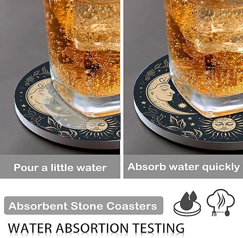 Miniatura 3 de Juego de 6 posavasos para bebidas con base de corcho y soporte de metal, decoración de bar para el hogar, regalo de inauguración de la casa