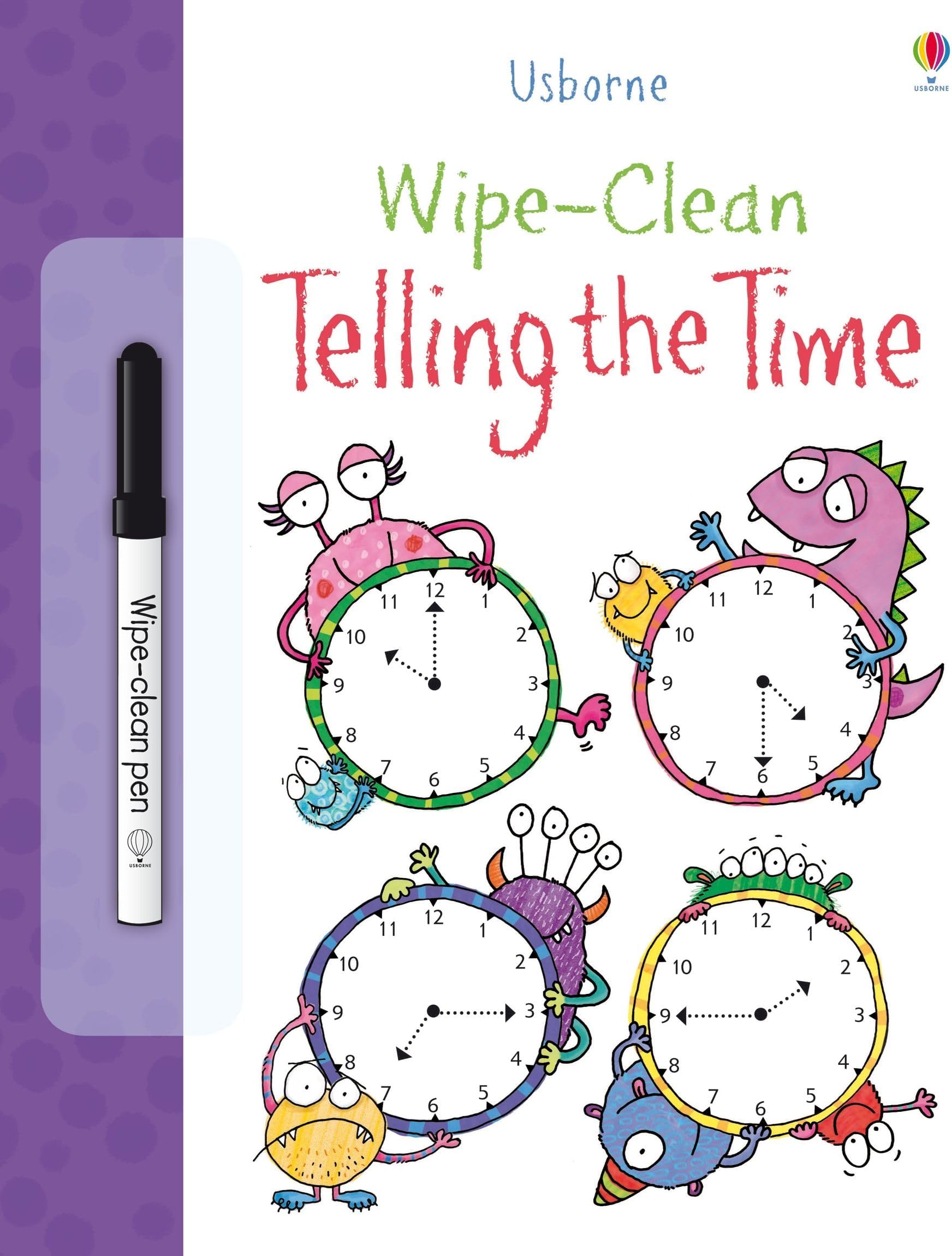 Wipe Clean Telling the Time (Usborne Wipe Clean Books) Paperback โ 1 May 2013