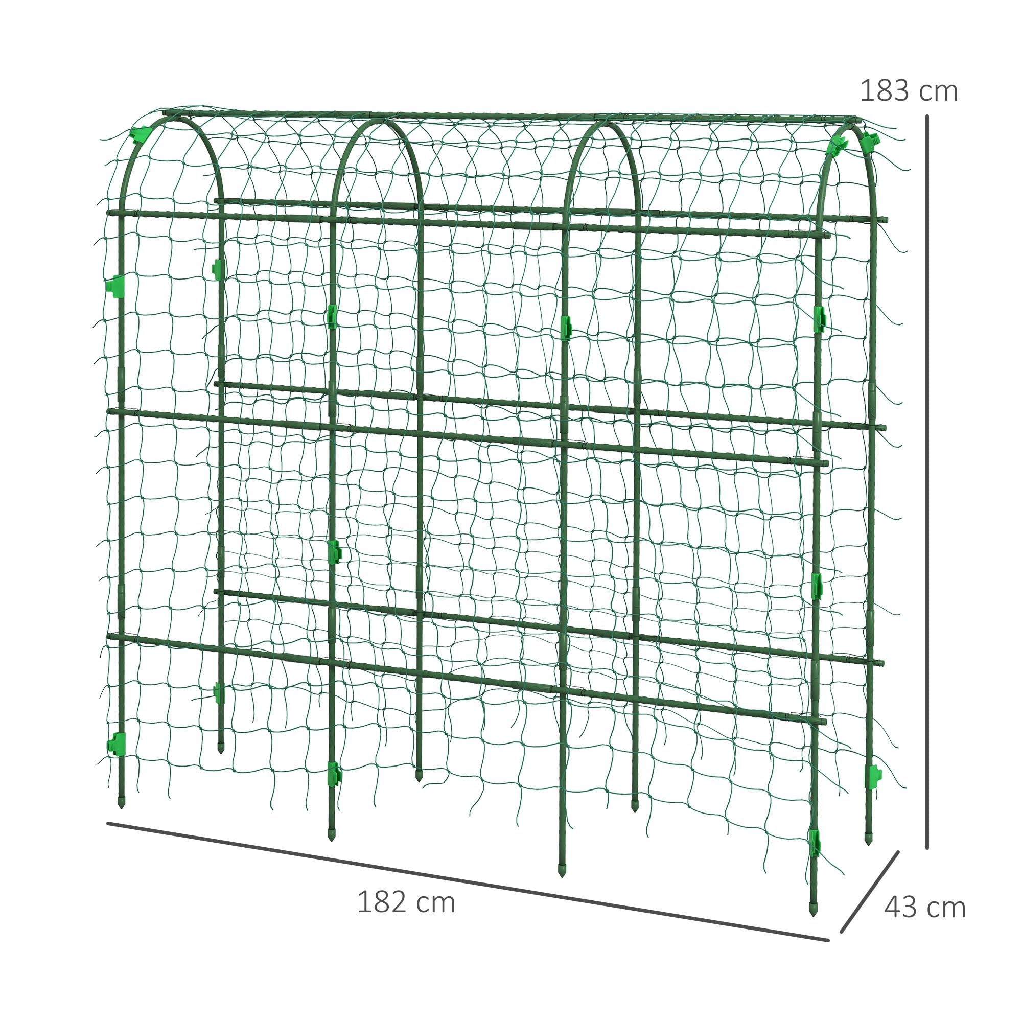 Outsunny Rankgitter Rostfrei für Kletterpflanzen 43 x 182 x 183 cm Schwarz | Aus Metall, Gurken Spalier, Rankhilfe, Pflanzenspalier, Garten Spalier, für Tomaten, Gemüse, Blumen
