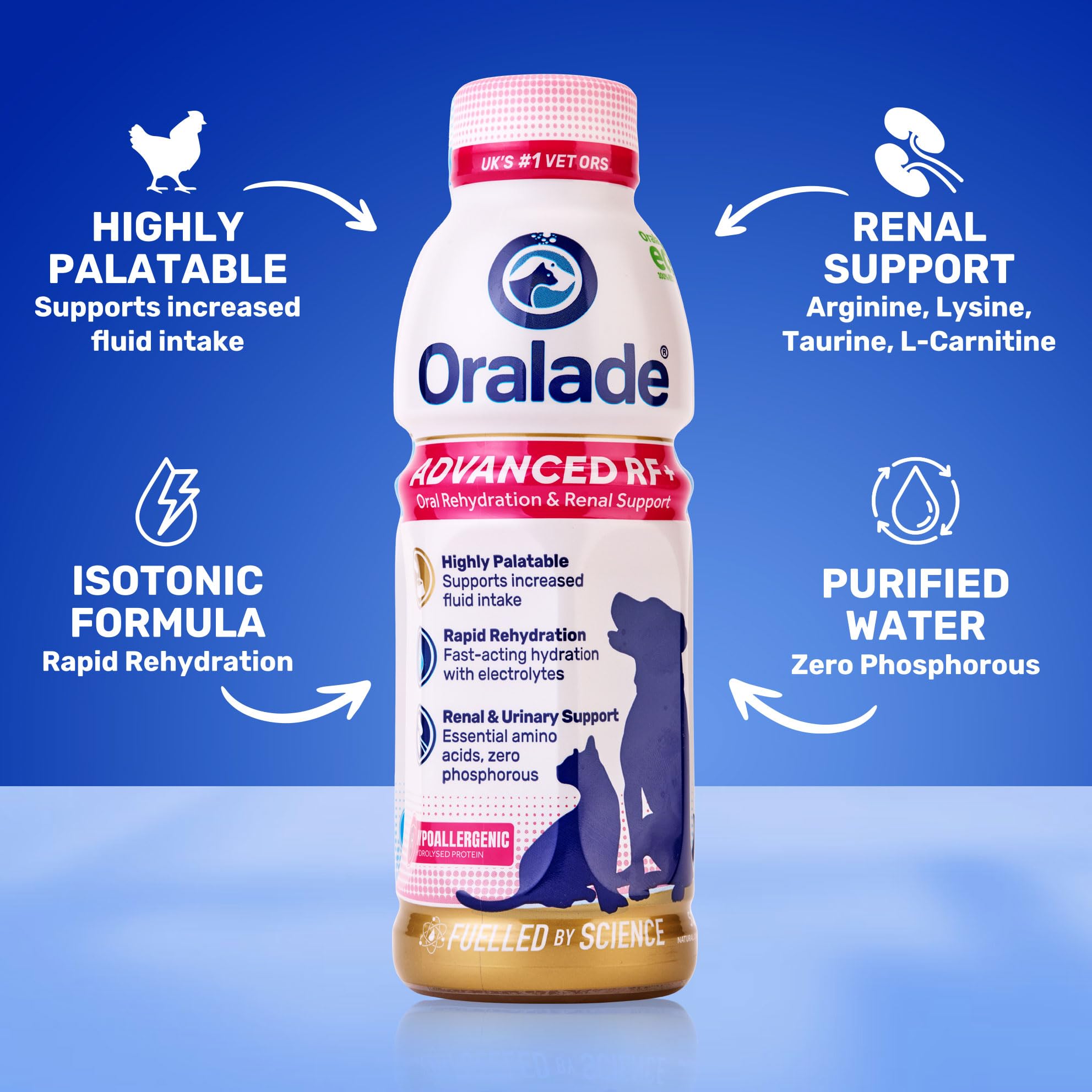 Oralade RF Support Cat | Paquete Doble | 2 x 330 ml | Alimento complementario para Gatos | para Apoyo en Enfermedades renales | Contiene Importantes electrolitos, fluidos y aminoácidos