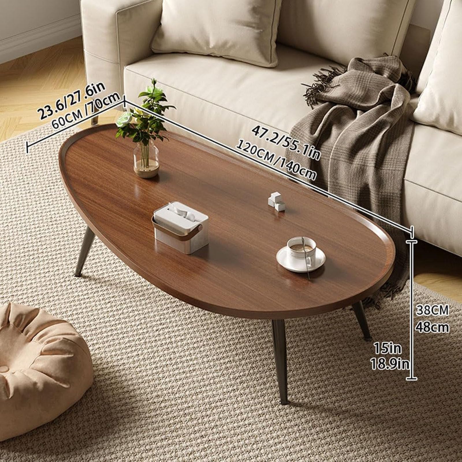 オーバル センターテーブル 木製 ミッドセンチュリーデザイン 北欧 Amazon.co.jp: ミッドセンチュリーモダンスモールオーバルコーヒー