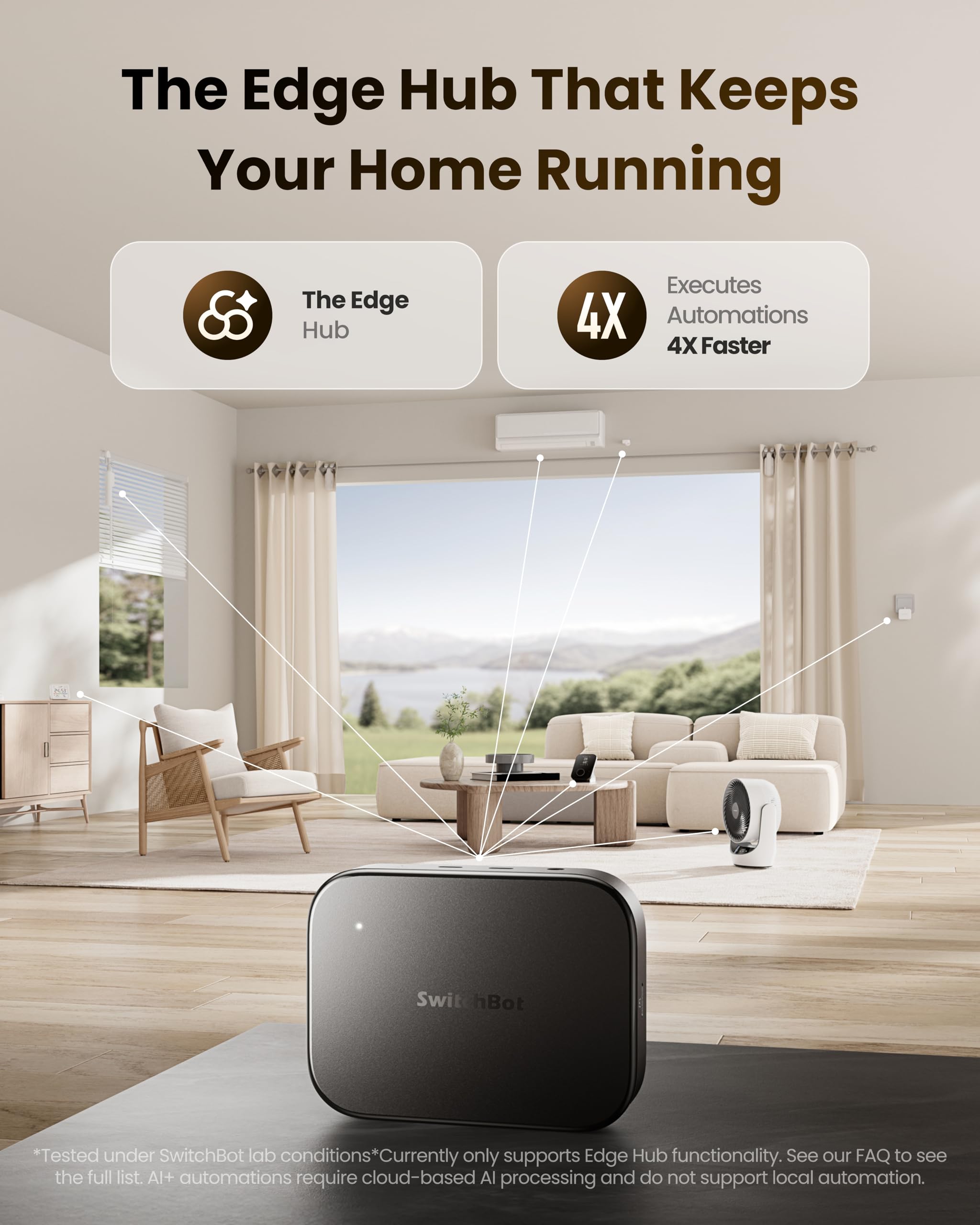 SwitchBot AI Hub, KI Smart Home Hub mit OpenClaw, lokalem NVR-Speicher, 6 TOPS Edge-KI, Home Assistant Core, Matter Bridge, Dual-Band-WLAN, 16GB microSD inklusive