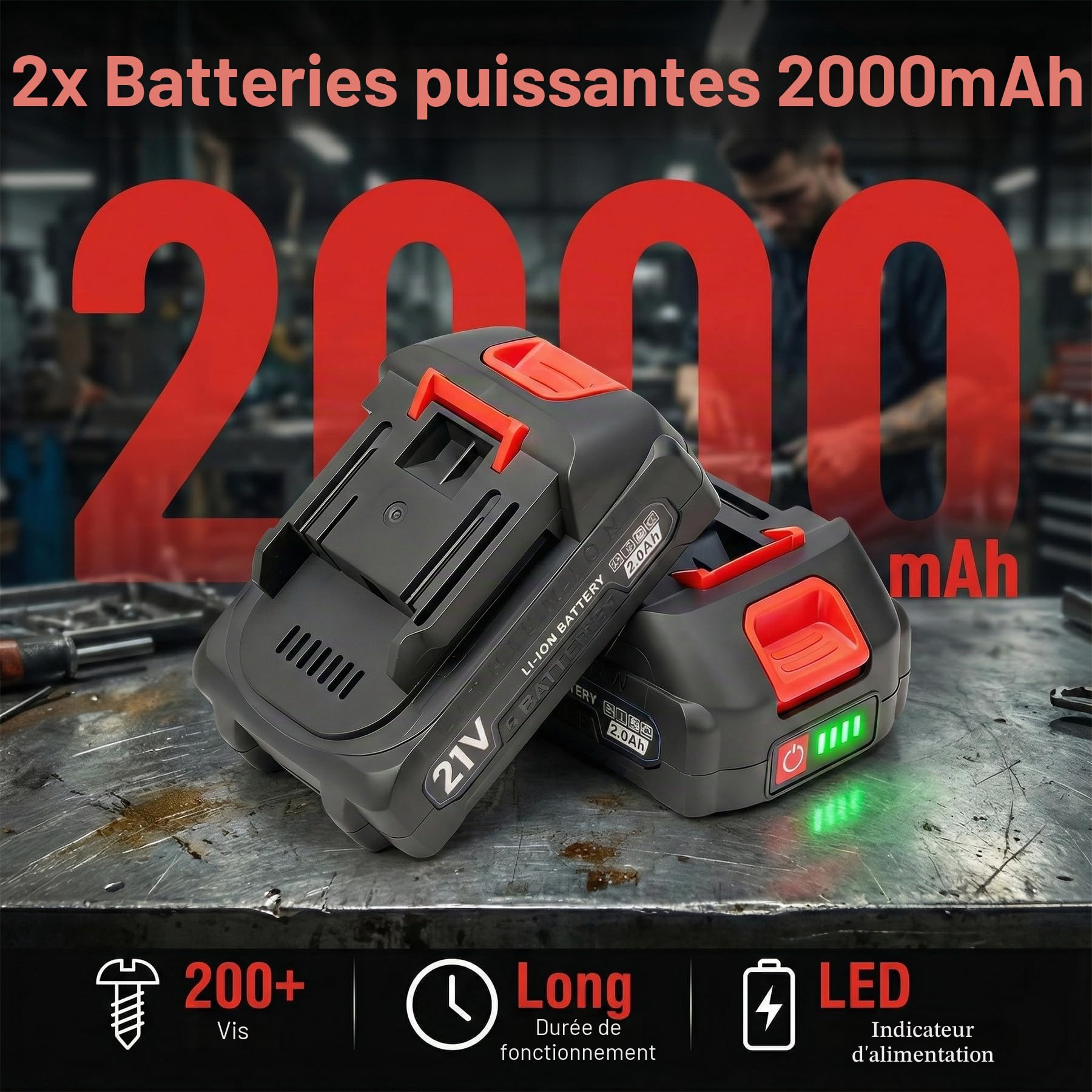 Clé à Cliquet Sans Fil 3/8", Cliquet Électrique 85Nm avec 2 Batteries 2.0Ah, 220 tr/min, Jeu de 7 Douilles et Adaptateurs, Outil Idéal pour Réparations Automobiles et Montage