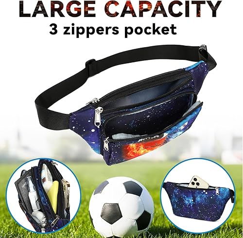 Miniatura 6 de LEDAOU Riñonera para niños, bolsa cruzada para niños, riñonera, ligera, para el pecho, Baloncesto Rugby Estrellas de fútbol, Talla única