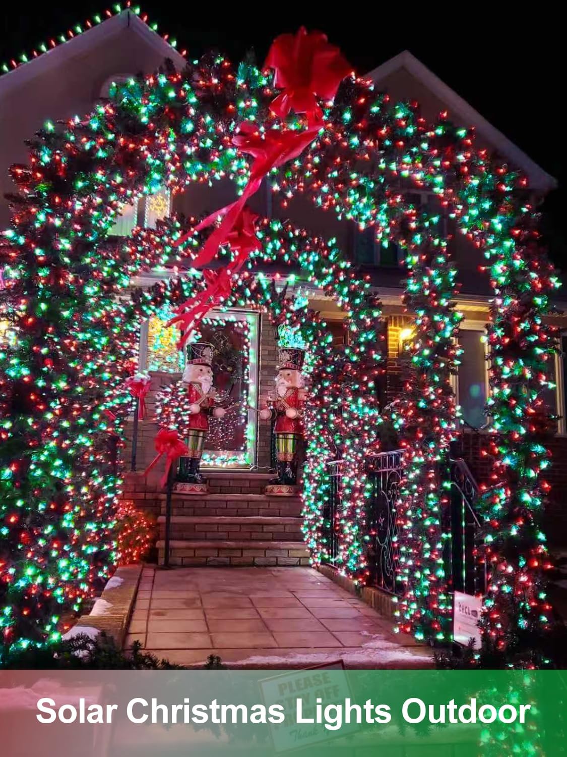 4 Pack Solar Christmas Lights Outdoor Waterproof, 132FT 400LED Solar String Lights Green Wire Fairy Lights, Solar Twinkle Lights with 8 Lighting Modes for Xmas Garden Decorations (Red&Green)