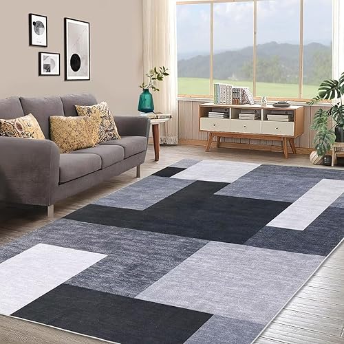 Zacoo Alfombra de área moderna geométrica de 9 x 12 pulgadas, lavable, extra grande, para dormitorio, sala de estar, antideslizante, no se disponible en Yaxa Venezuela