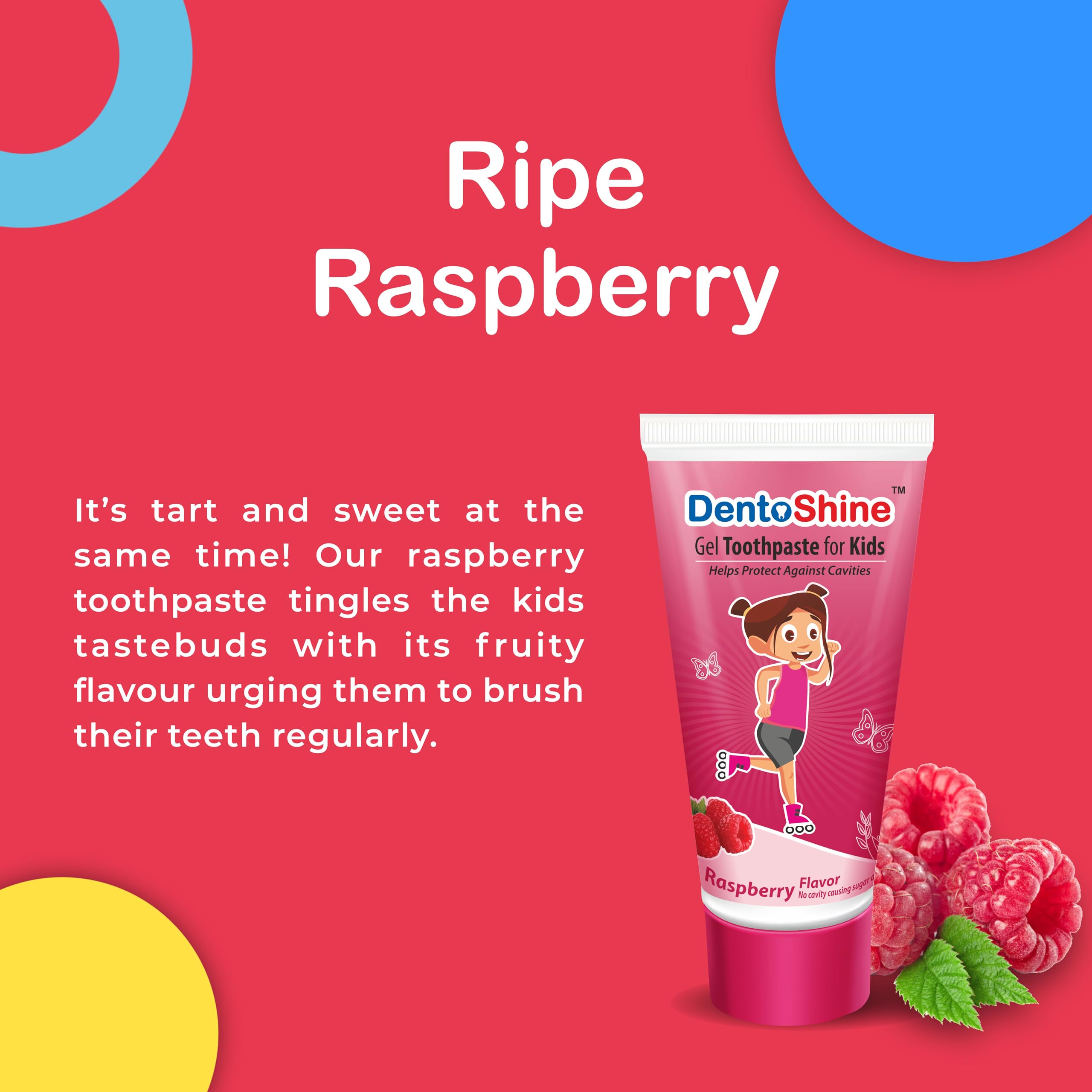 DentoShine Gel Toothpaste for Kids | Pack of 3 Flavors (Orange, Raspberry & Mango, 80g each) | IDA Accepted | Ages 2+ 1