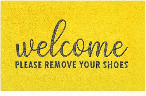 AAZZKANG Tapete amarillo antideslizante y duradero para zapatos, ultra absorbe el barro, fácil de limpiar, tapete de puerta delantera para entrada,