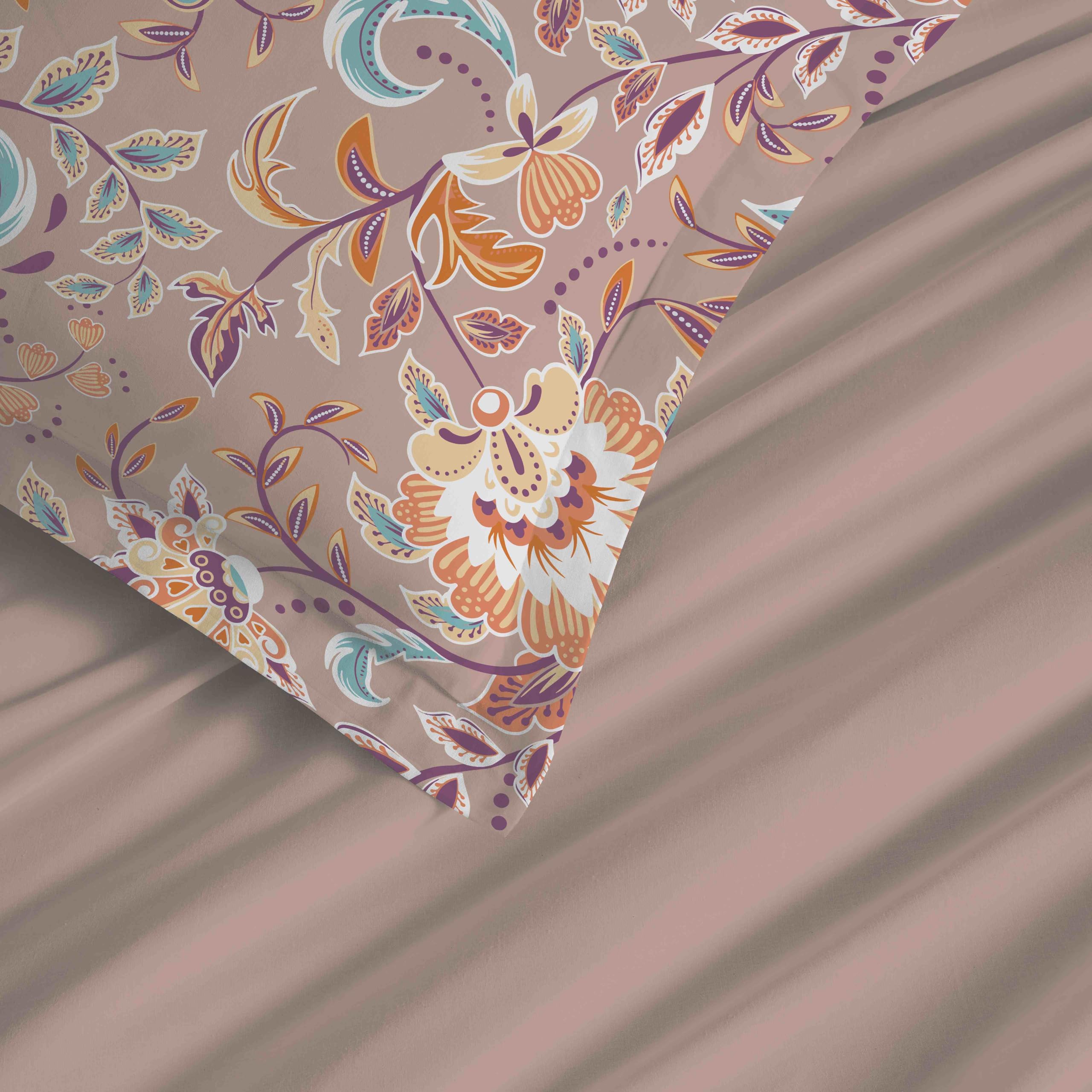 Parure de draps 4 pièces Vanessa pour lit 160 x 200 cm Grande Largeur (Bergame Nude)