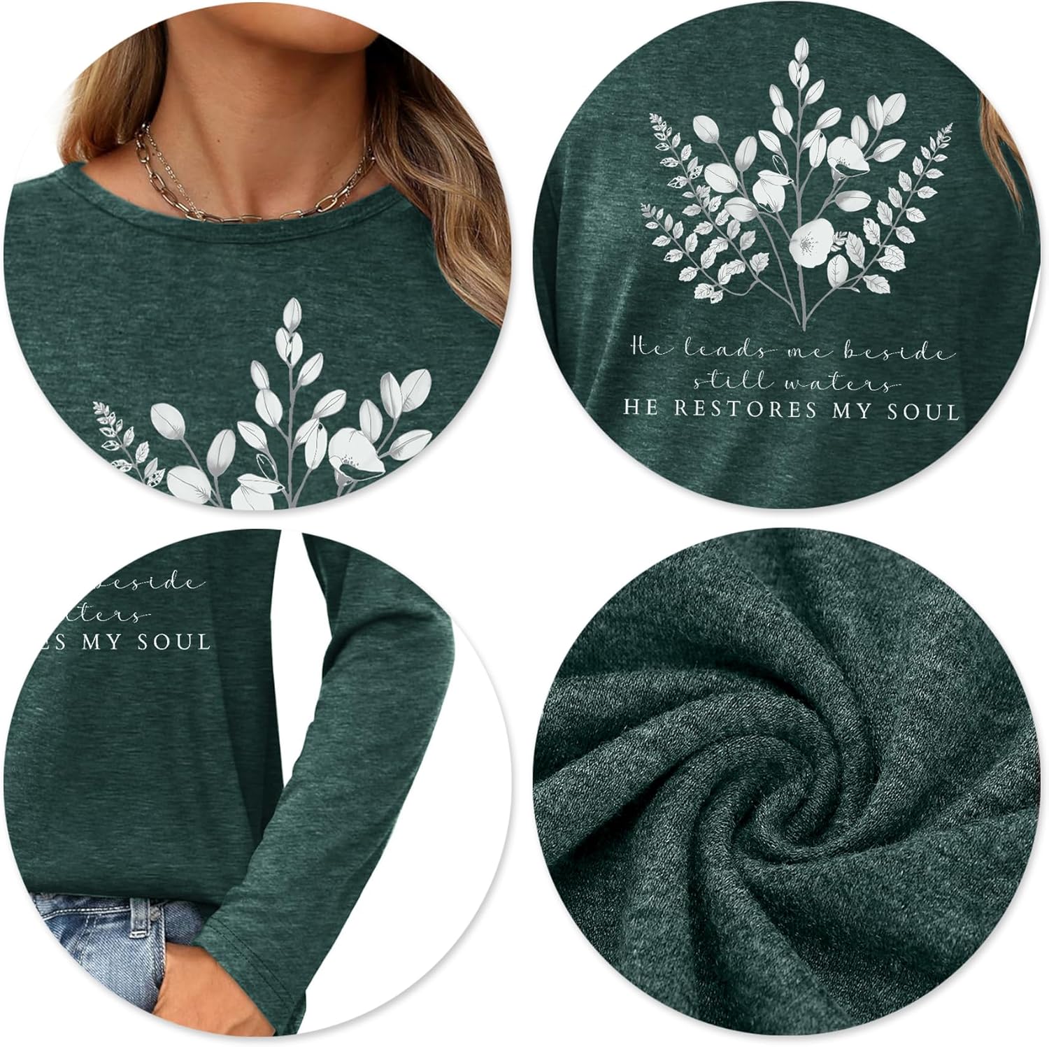 Christian Shirts for Women: Faith Over Fear T Shirt Religious Graphic Tee Bibel Verse Long Sleeve Tops - Image 5