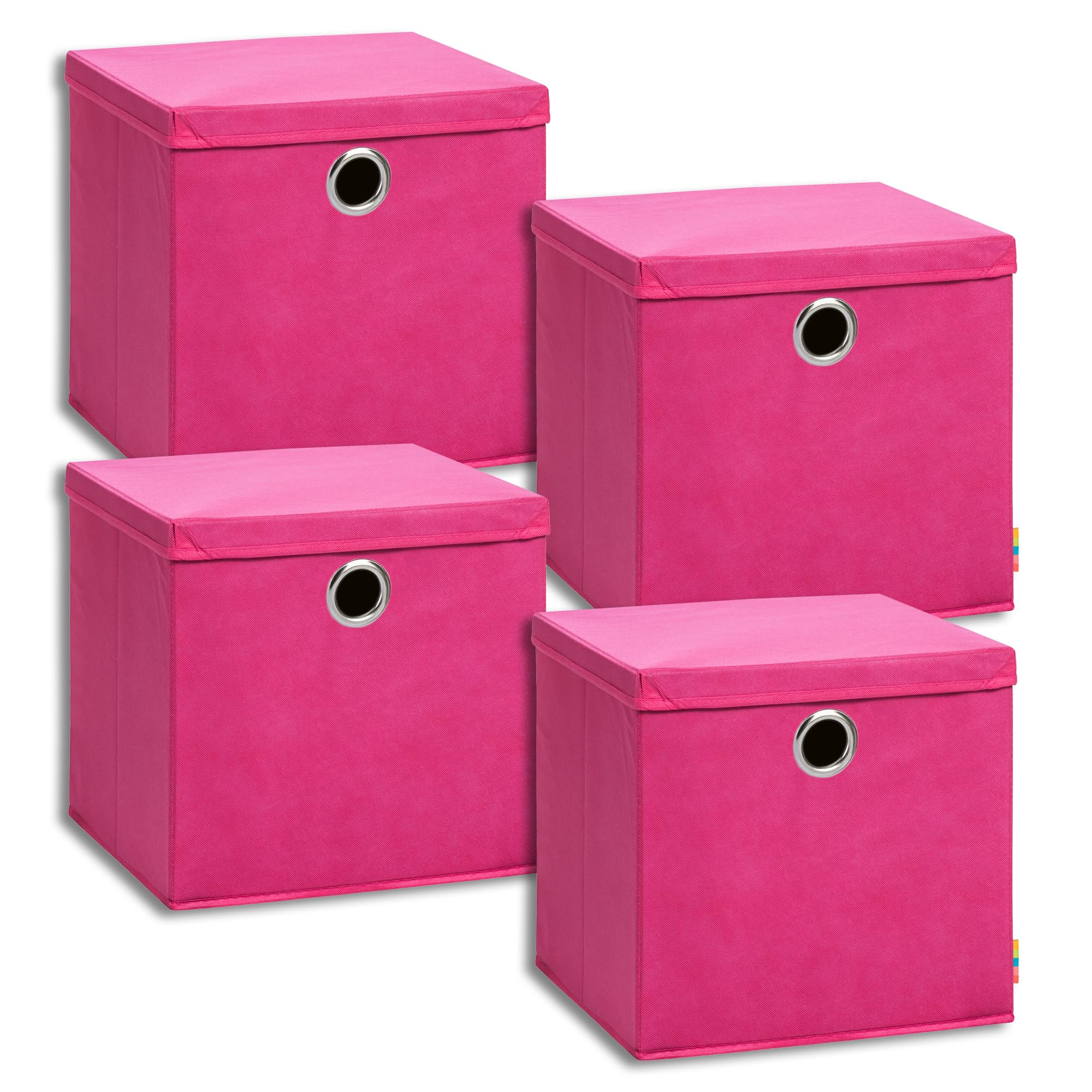 Storanda 4er Set Aufbewahrungsboxen Mit Deckel – 34x34x33 Cm, Faltbar, Für Würfelregal (z.B. Kallax), Anthrazit