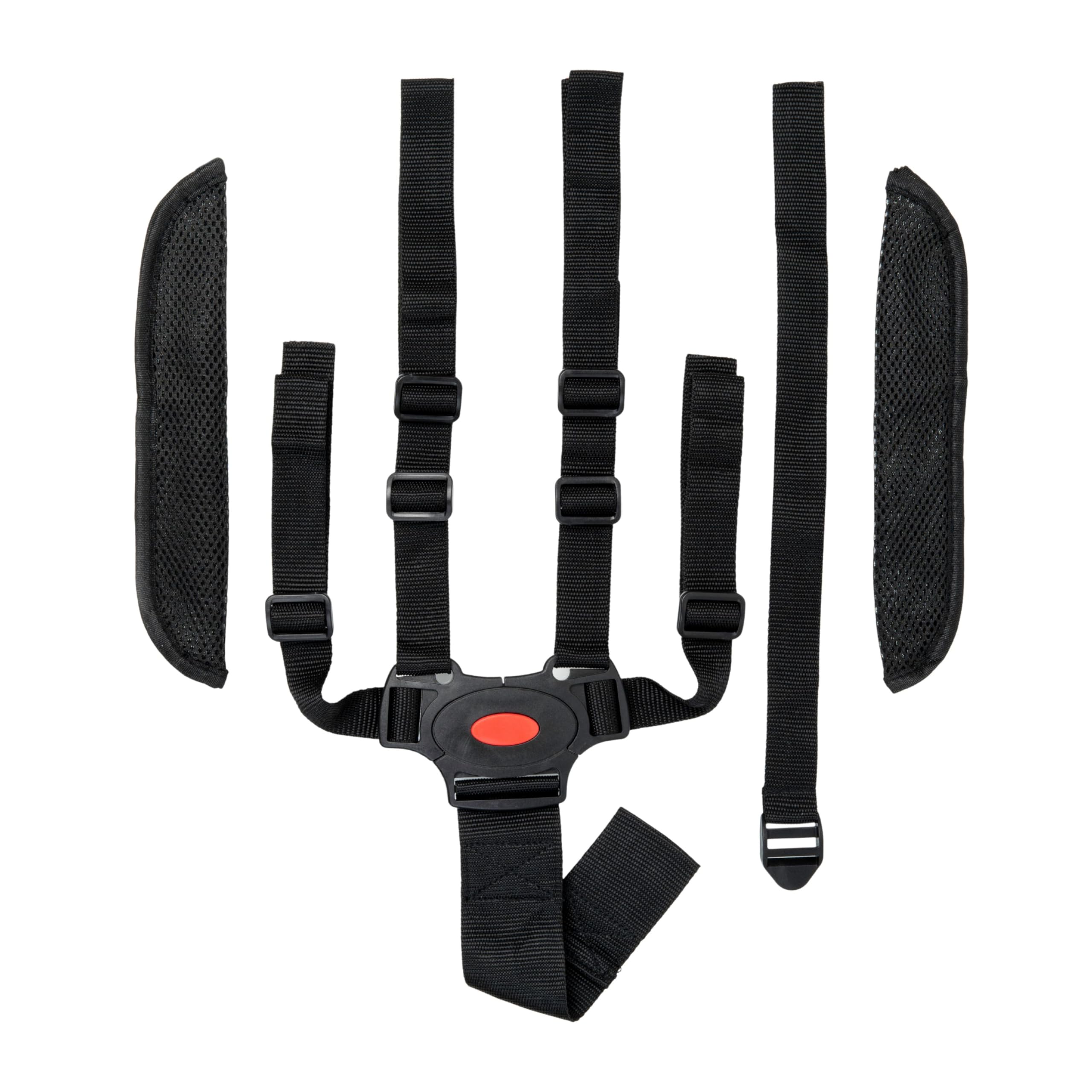 Sistema Cinture a 5 Punti con spallacci per infilare – Accessori Passeggino, Carrozzina, Seggiolone – Cintura di Sicurezza Bambino, Imbracatura Facile da Collegare, con Fibbie a Barra per Anelli Fissi