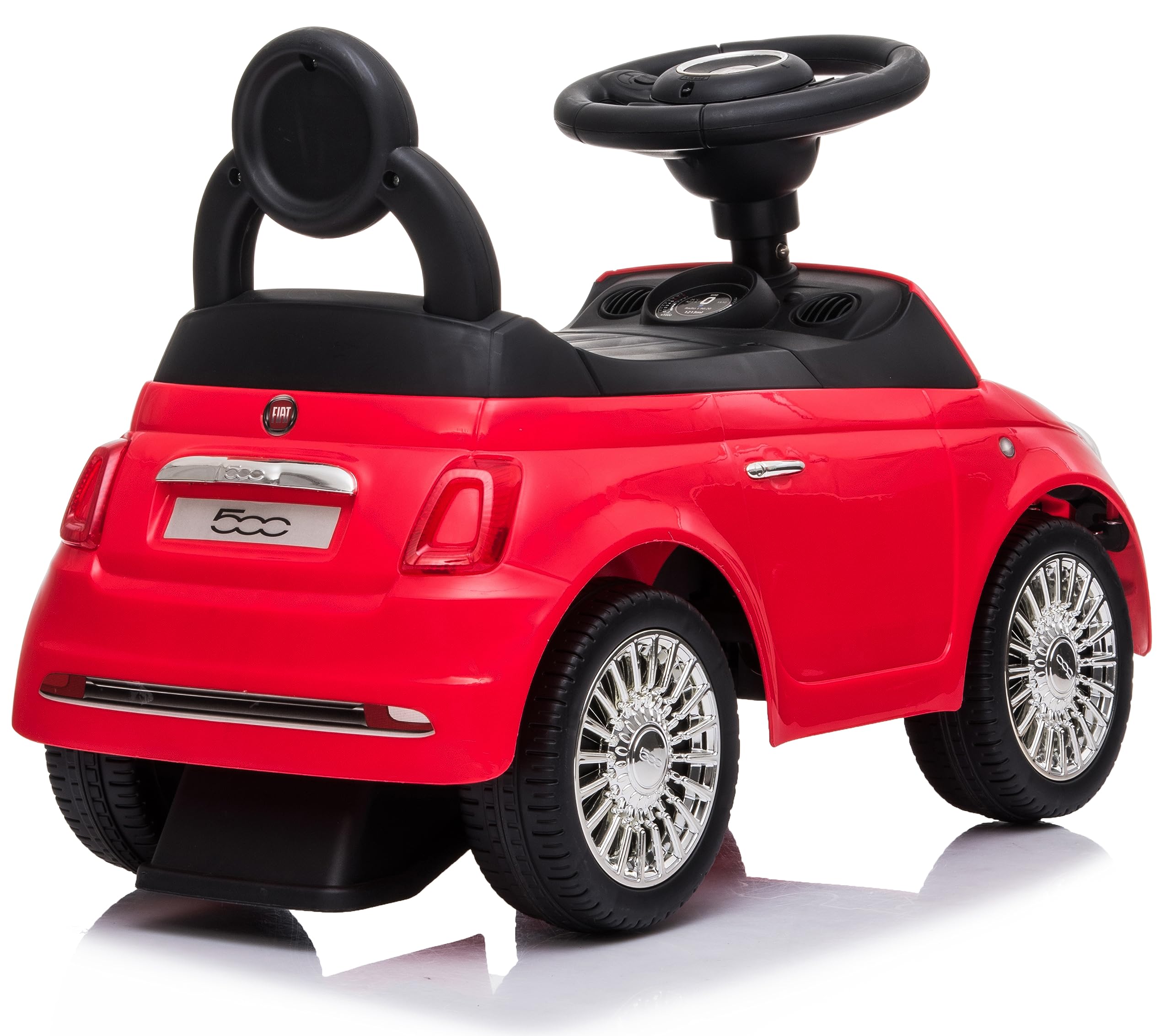 Macchinina bambino a partire dai 12 mesi di età, cavalcabile bambino, Fiat 500, auto per bambini, aiuto per imparare a camminare con suoni, Volante con clacson e suoni del motore (Rosso)
