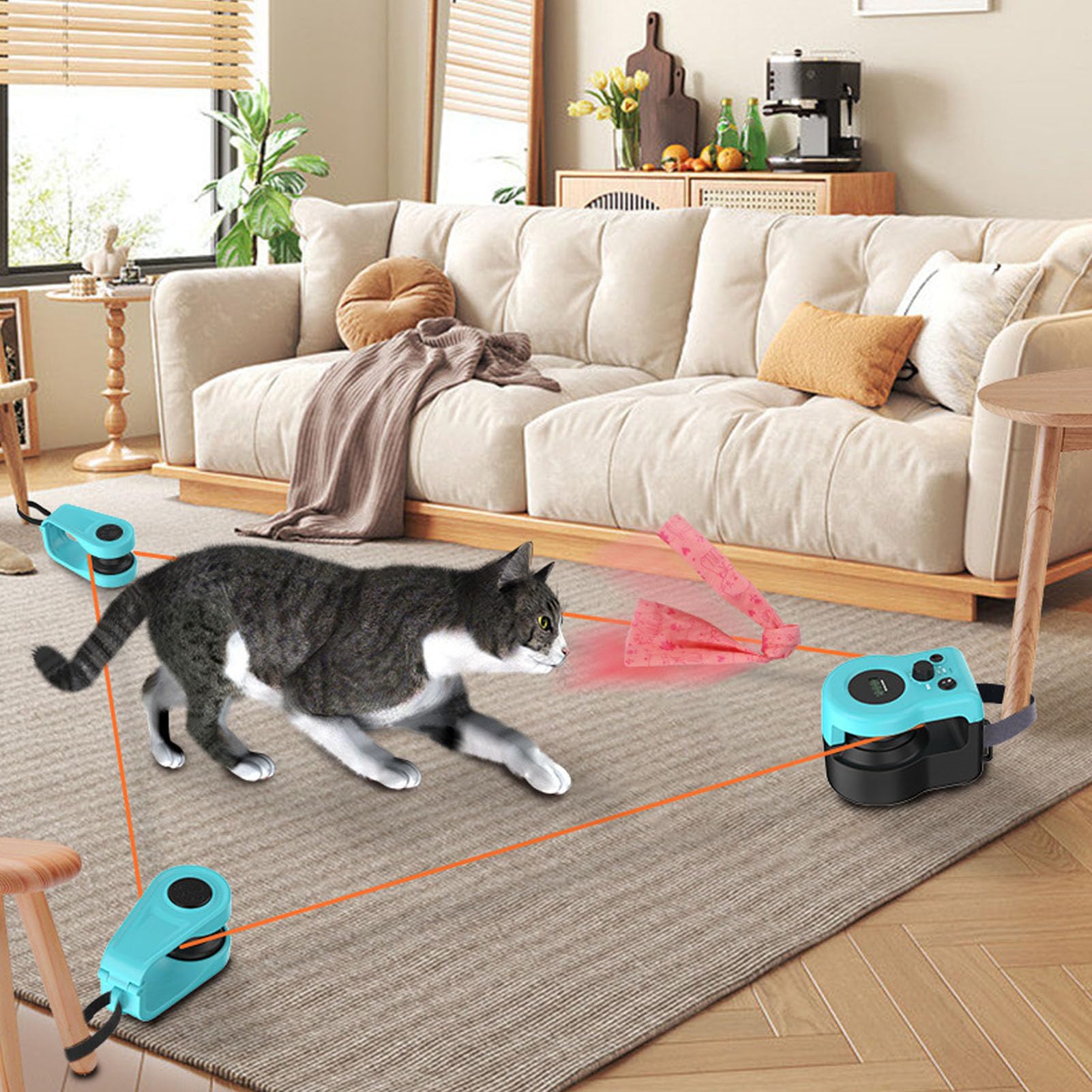Luocute Juguete Interactivo para Gatos, Juguete Eléctrico para Ejercicios con Control Remoto para Interiores con Sonido para Gatos de Interior, Diseño de Plumas Que Imita a un Pájaro