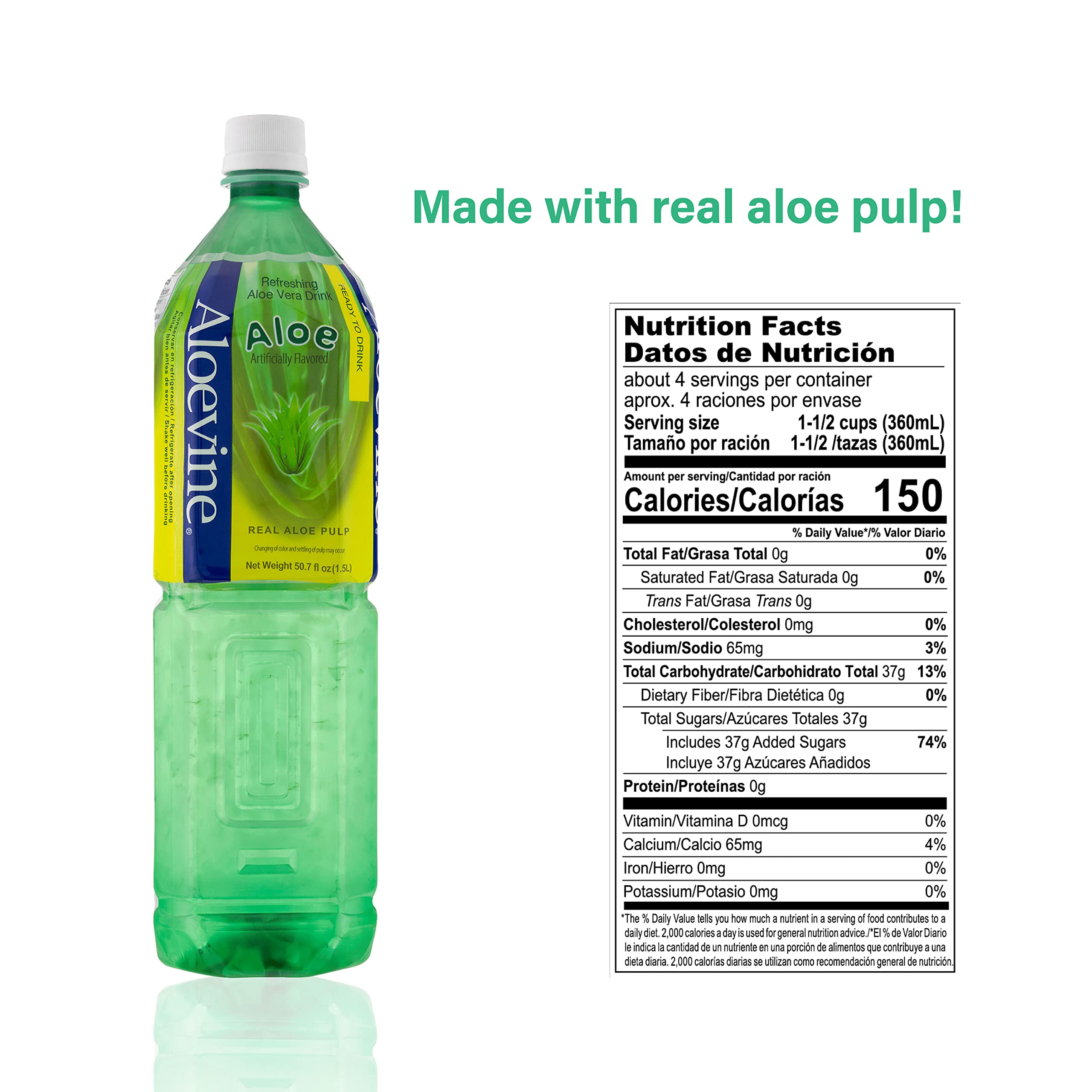 Amazon.com : ALOEVINE Aloe Vera Drink 50.7 oz. 6 Pack (Original) : Grocery  & Gourmet Food