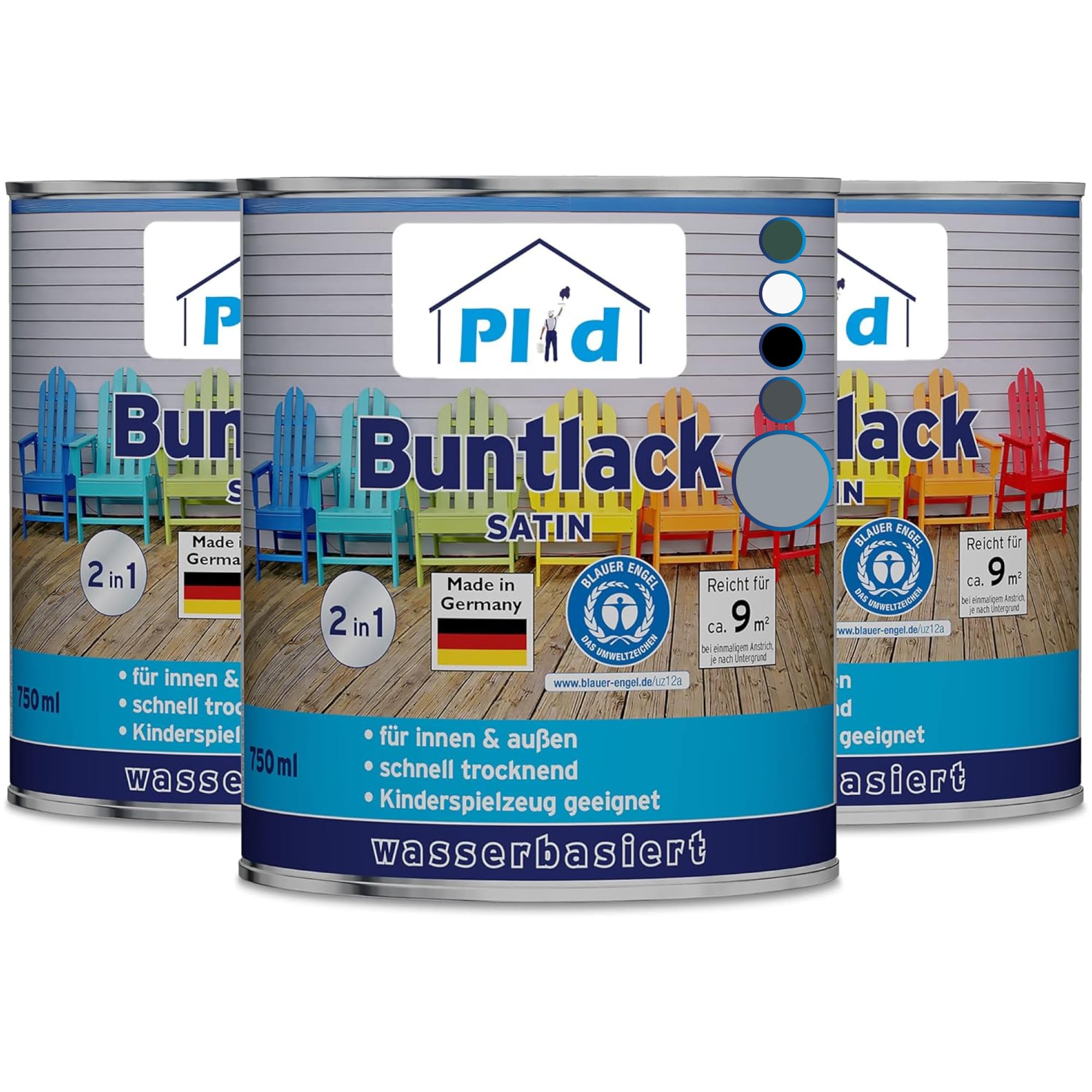 plid® Barniz de color exterior 2,25 l – gris plata – Color madera exterior e interior – Barniz para madera exterior resistente a la intemperie – Pintura para madera exterior e interior – Color para