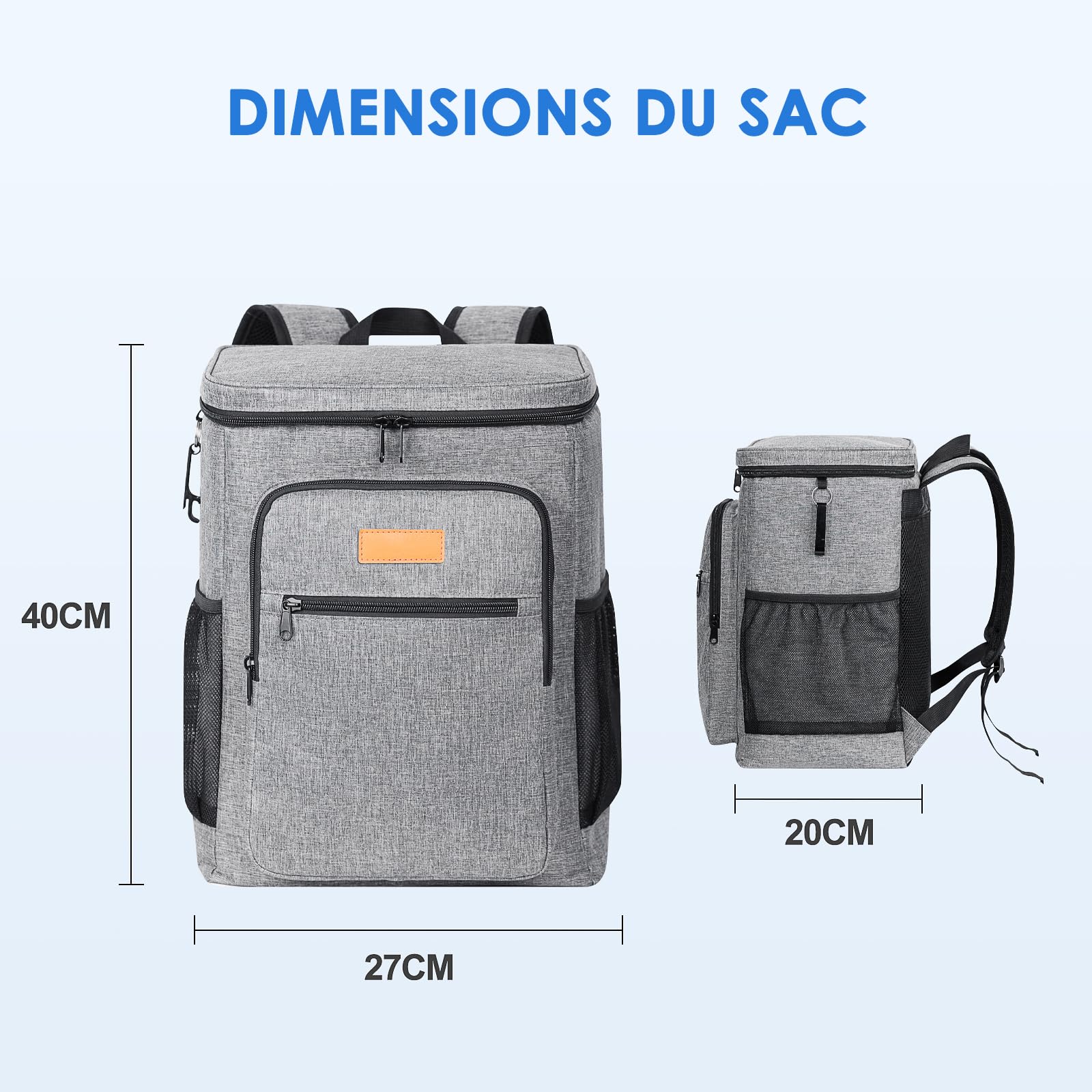Sac à Dos Isotherme Repas de 24 L Sac à Dos de Pique-Nique Étanche et Souple avec Multiples Poches et Un Décapsuleur Sac à Dos Glacière Portable pour Famille Repas Camping Plage Travail et Extérieur