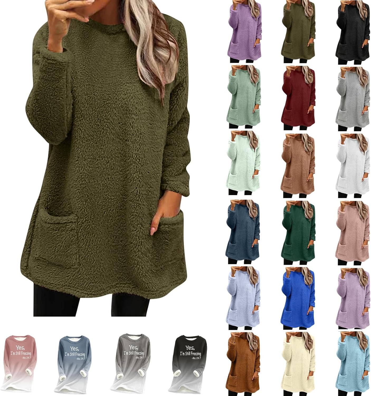 Sherpa Lined Fleece Sweatshirts for Women Winter Warm Fuzzy
