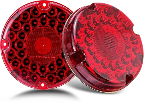 LIMICAR 7 Round Trailer Lights, 36 LED Red Transit Tail Lights, LED Trailer Light Kit Stop Brake Turn Taillight with Inner Reflex Lens For RV Truck Bus RV UTE UTV Motorhome