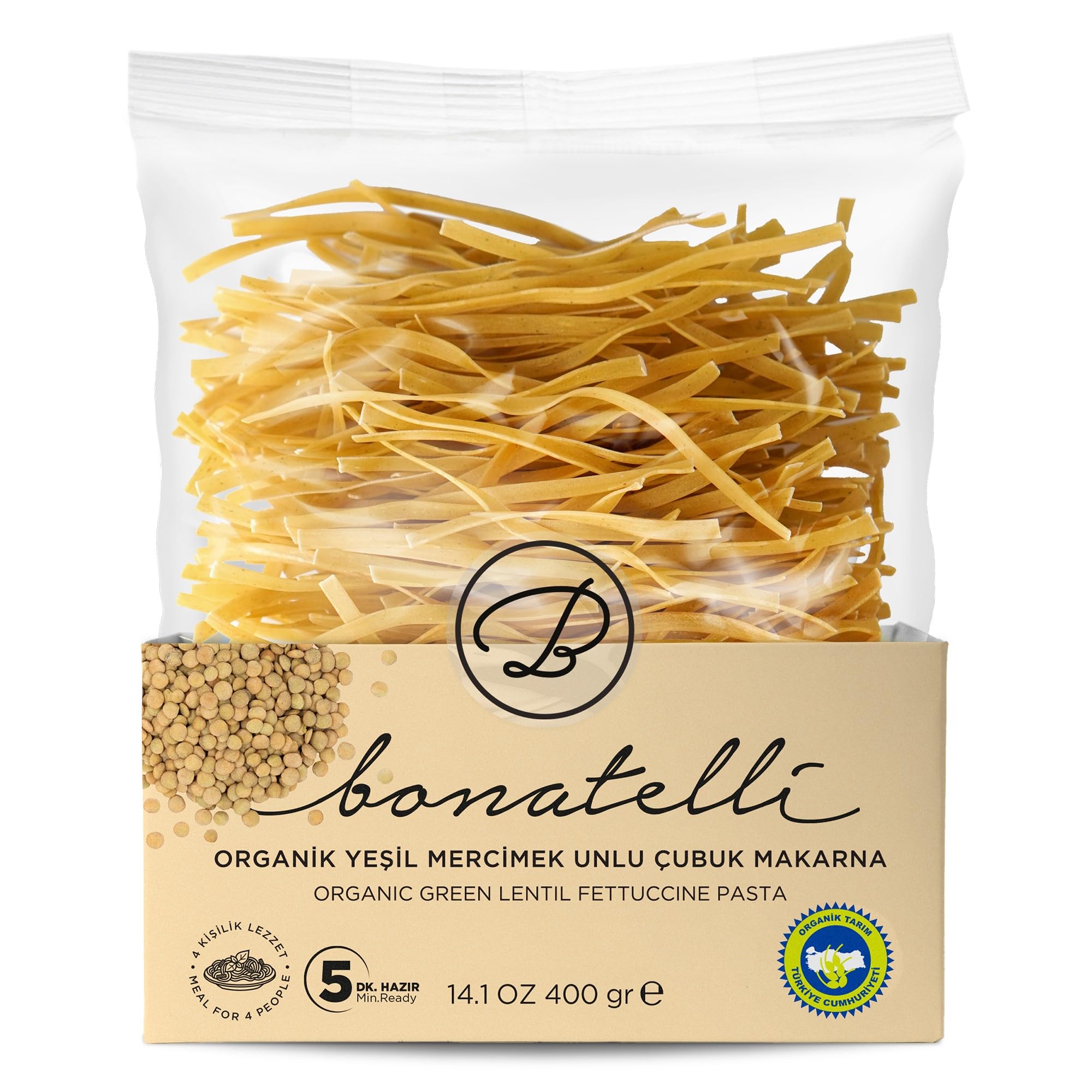 Bonatelli Organik Makarna Yeşil Mercimek 400 Gr