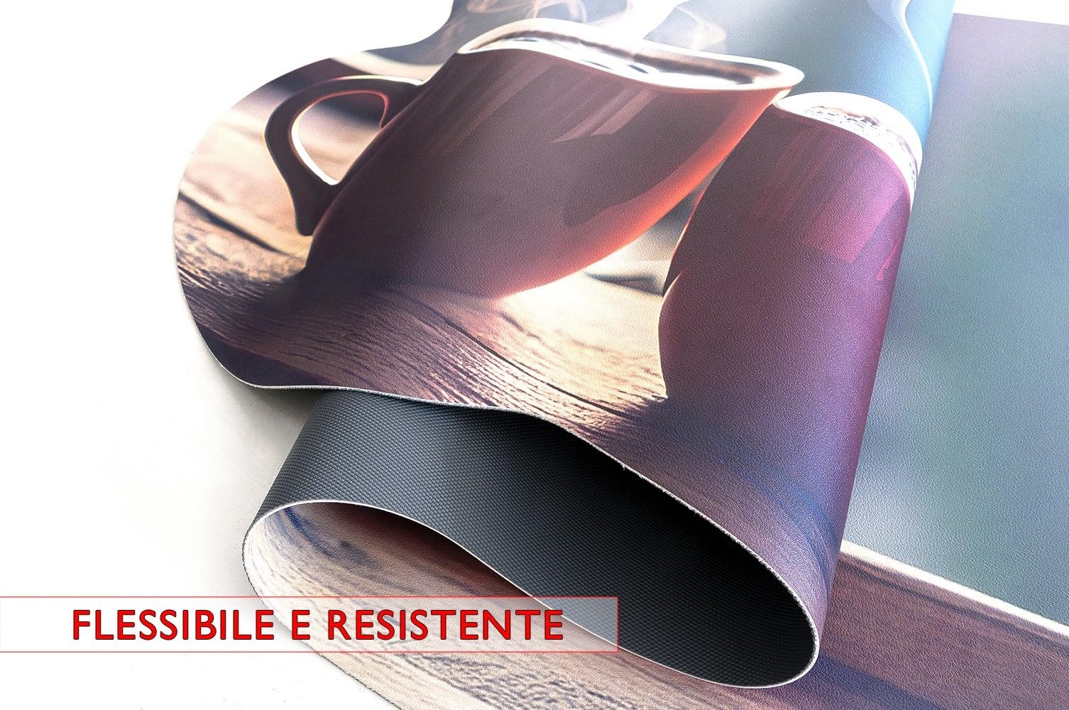 emmevi Tappeto Cucina Gomma Pvc Moderno Sagomato Antimacchia Stampa Digitale HD Caffè Cuori 50x240 cm