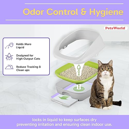 Miniatura 3 de PETSWORLD Arena para gatos de madera de pino 100% natural, 44 libras, no aglomerante y no rastra, arena de polvo baja, absorbente y sin perfume,