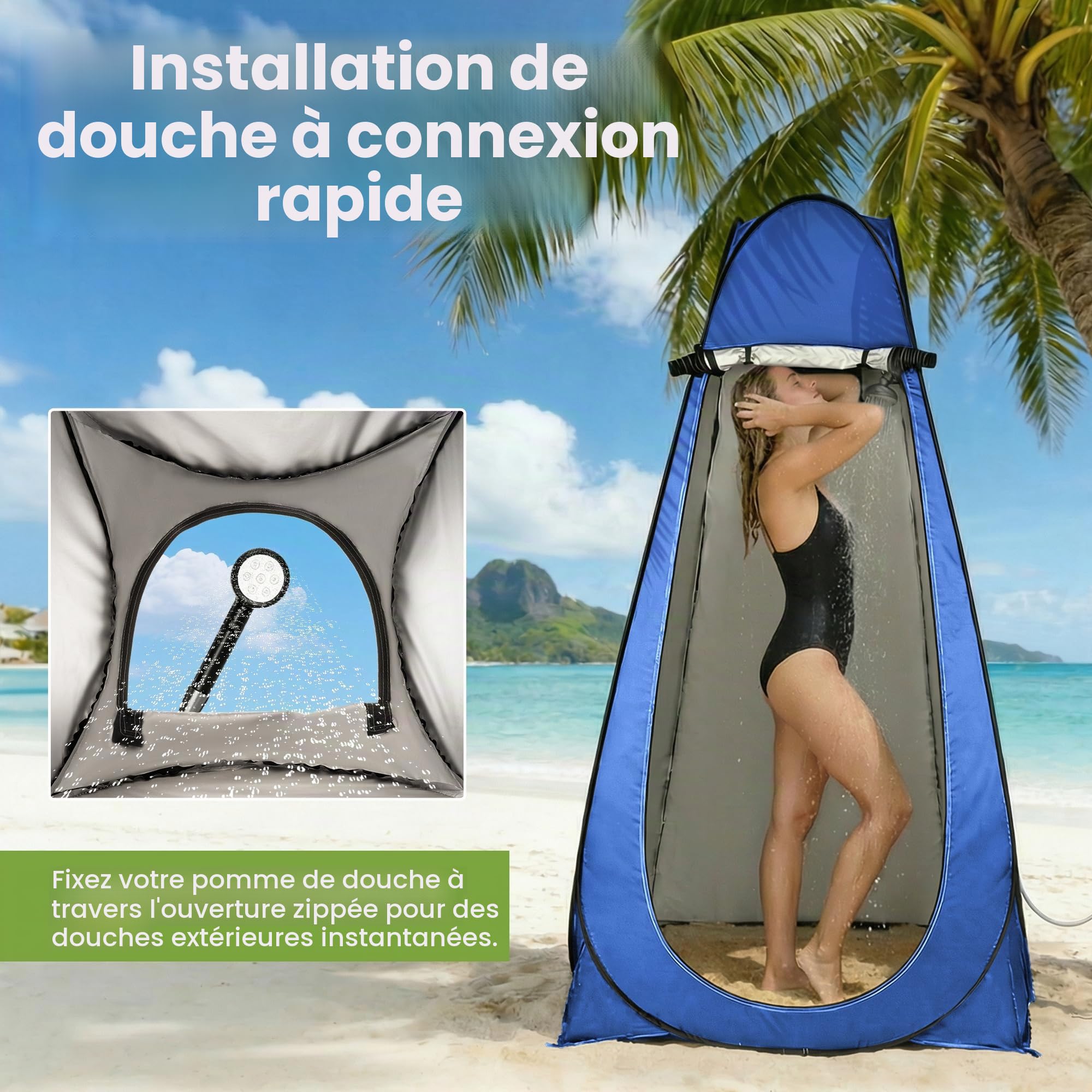 ROPODA Tente de Douche Pop Up, Tente de Douche Camping avec Sac de Transport, Automatique Instantanée Cabinet de Changement, Imperméable, Anti-UV,pour Le Camping,Plage, Pique-Nique,Pêche