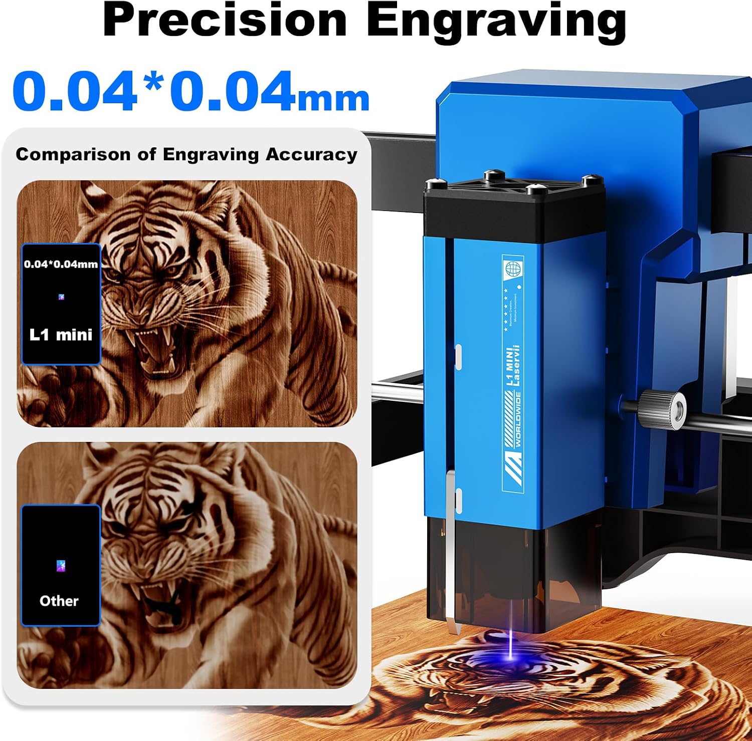 LaserVii L1 Mini Laser Engraver, 3000mW Desktop Cutter, 150x150mm Area