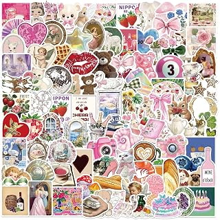 100Pcs Vintage Stickers Pink Coquette Girls Sticker | Aesthetic Scrapbook Journal Sticker, Waterproof Vinyl Decals for Laptop Kindle Water Bottles Party Favors