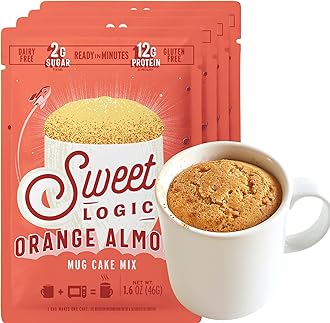 Sweet Logic Keto Dessert Mug Cake Mixes - Orange Almond - Low Sugar - Gluten-Free - Low Carb - Diabetic-Friendly Sweets - Natural Ingredients - High Protein - Delicious Keto Treats (4 Pack)