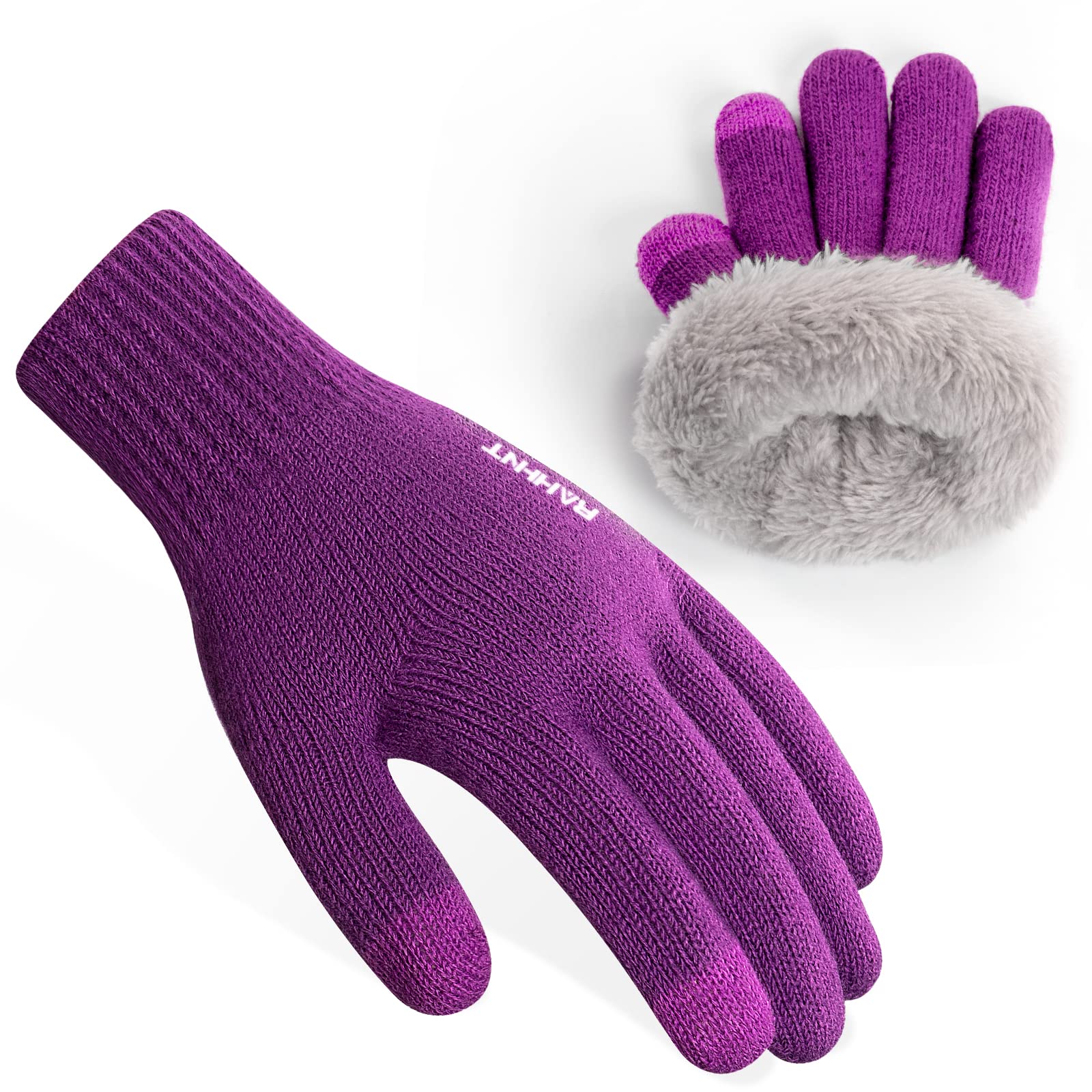 Rahhint Guantes Lana Invierno Termicos para Niños y Niñas 4-15 Años con Punto Pequeños Forro Polar Aislado