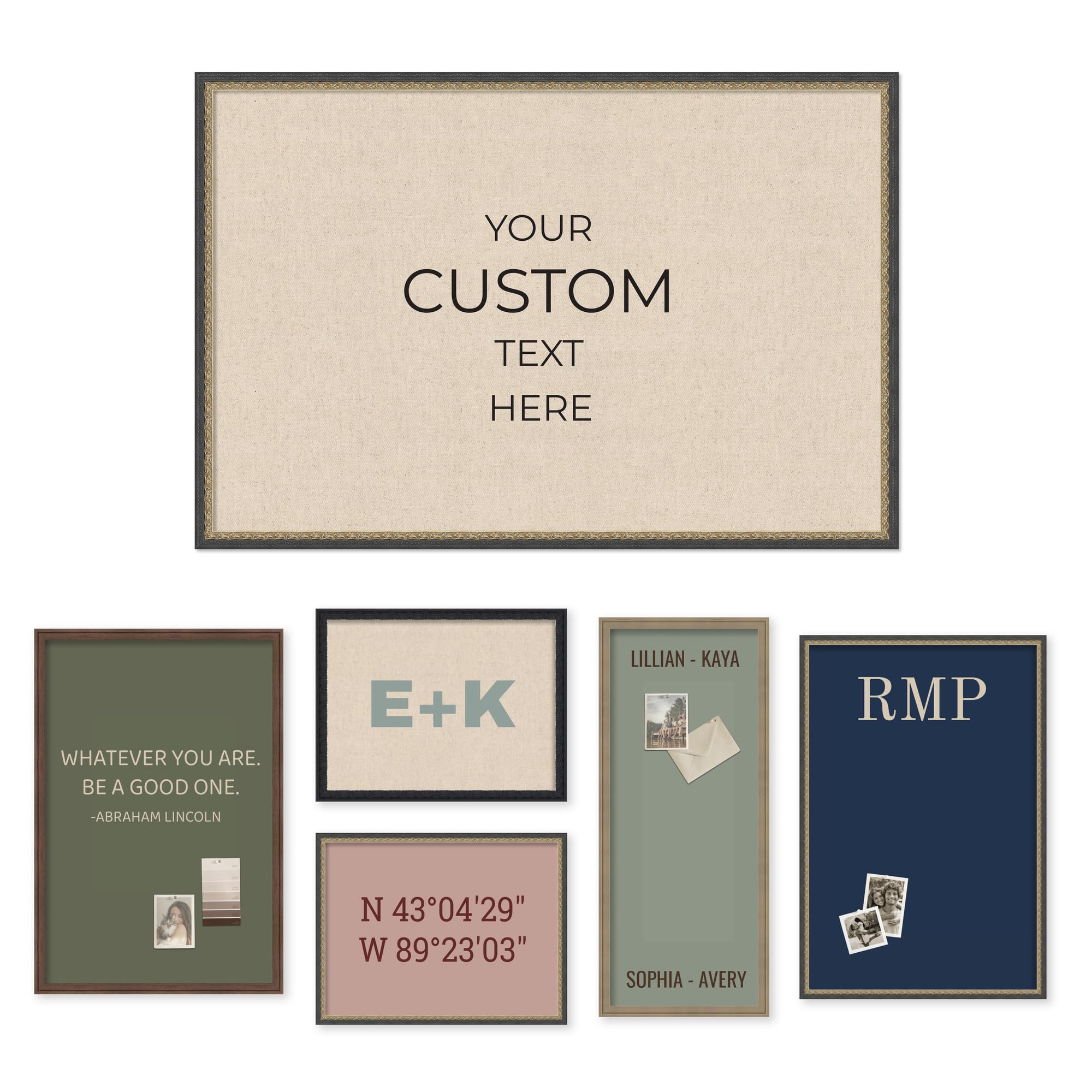 Kate and Laurel Personalized Pinboard Neutral Weave 38 x 26, Customizable Text Bulletin Board, Wall Organizer and Custom Poster Gift for Use as Wall Art, Cork Board, Vision Board, Dorm Decor