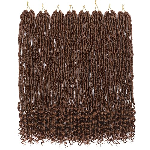 Cabello de ganchillo sintético suave de 18 pulgadas con extremos rizados, 8 paquetes de cabello de ganchillo Goddess Locs con extremos rizados,