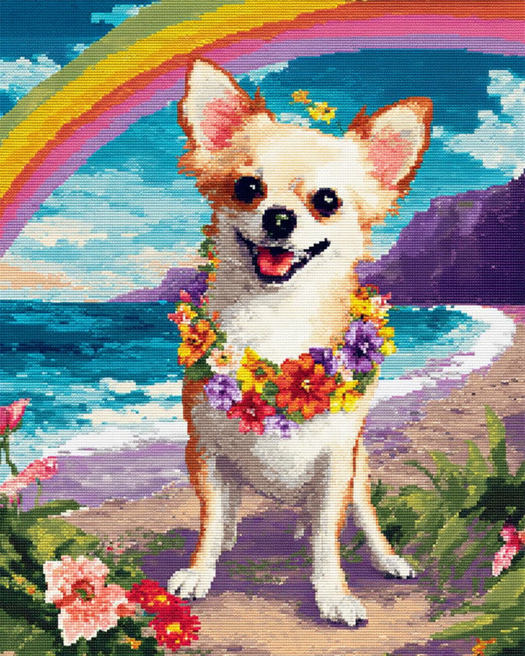 AxiangziK DIY Embroidery Kit Cartoon Chihuahua 11CT 30x40cm