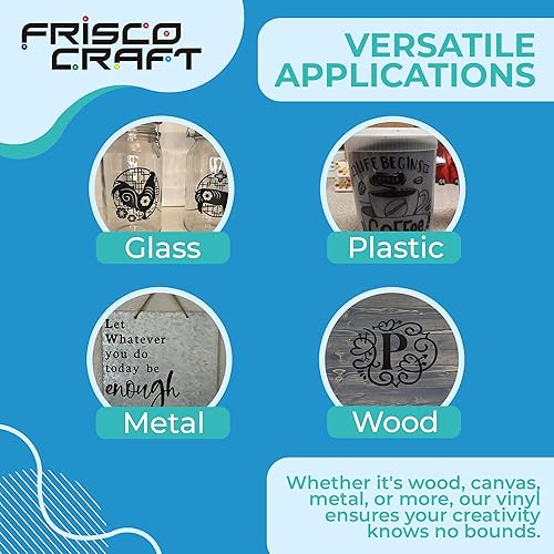 Miniatura 6 de Frisco Craft Vinilo permanente negro mate, rollo de vinilo negro, vinilo permanente para exteriores, resistente al agua y a la intemperie, con