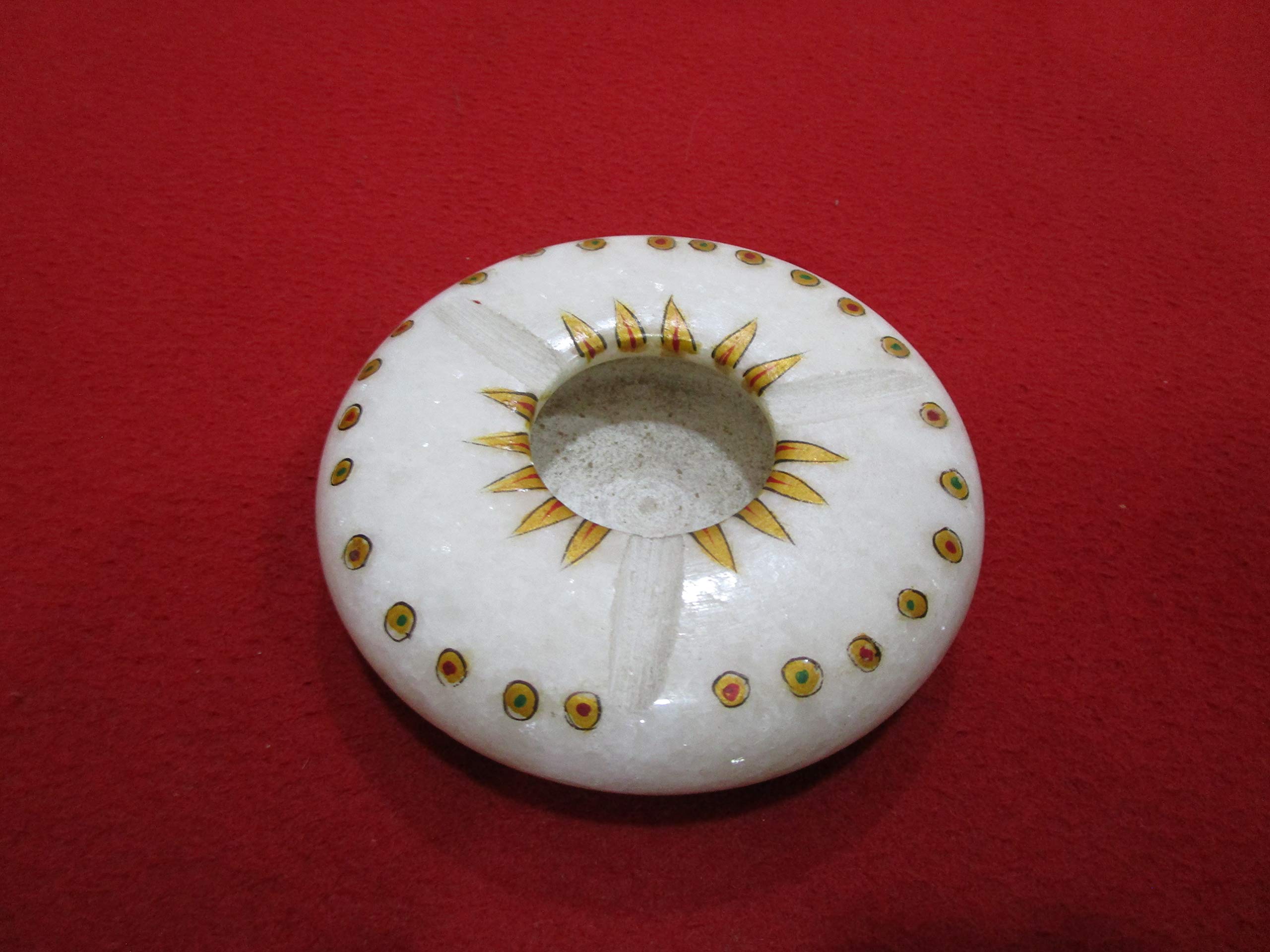 Marble Handicraft Ashtray White Marble Cigarette Ashtray Handcrafted (4 Inches)-image-9