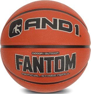 AND1 Fantom Regulation Size 7 Rubber Basketball 29.5" - Indoor/Outdoor Deep Channel Grip Streetball