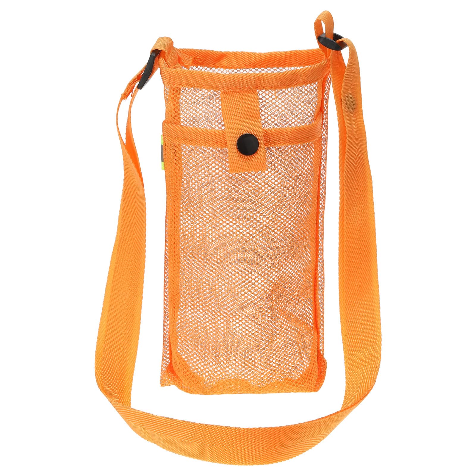 PATIKIL 22mmx13mm Water Bottle Bag, Mesh Portable Bottle Holder Carrier Adjustable Shoulder Strap for Sports Hiking Camping Orange