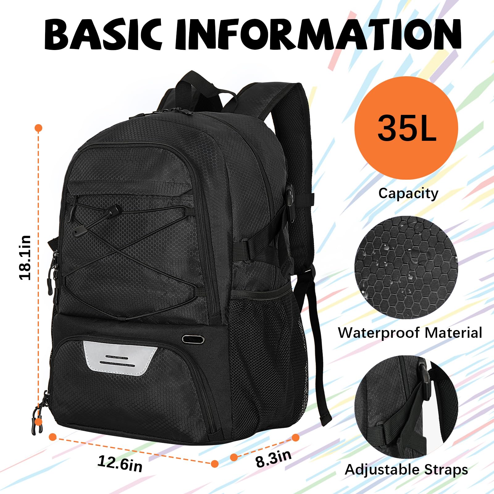 Goloni Basketballtasche, große Sporttasche mit separaten Ball- und Schuhfächern, Turnbeutel für Basketball, Fußball, Volleyball