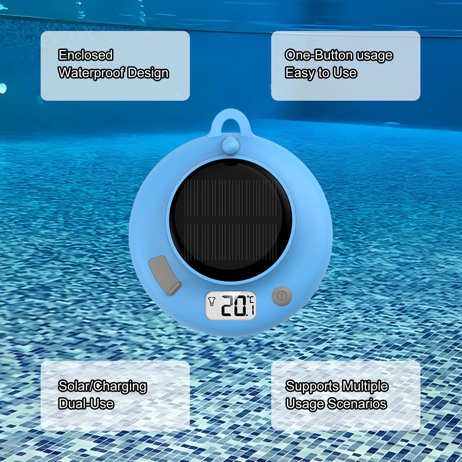 Termometro da piscina wireless e impermeabile | Schermo per laghetto per proprietari, acquari, laghetti, piscine e spa